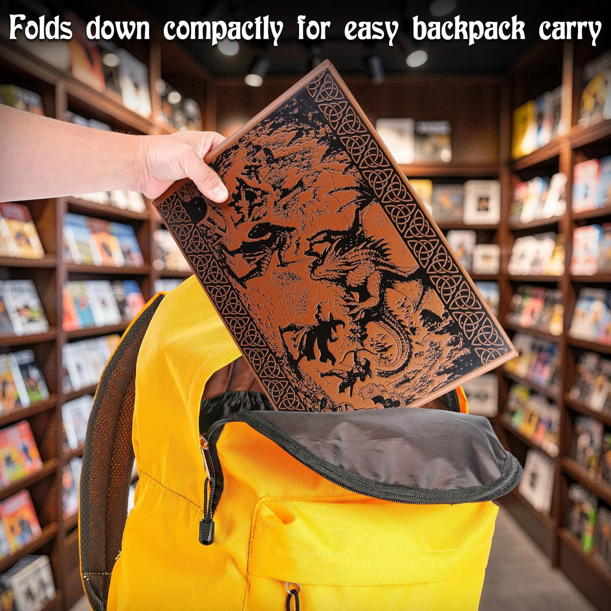 DM Screen – 3-Panel Landscape Game Master Screen with Wide Viewing Area, Embossed Dragon Lair Artwork, PU Leather RPG Screen for Tabletop Campaigns