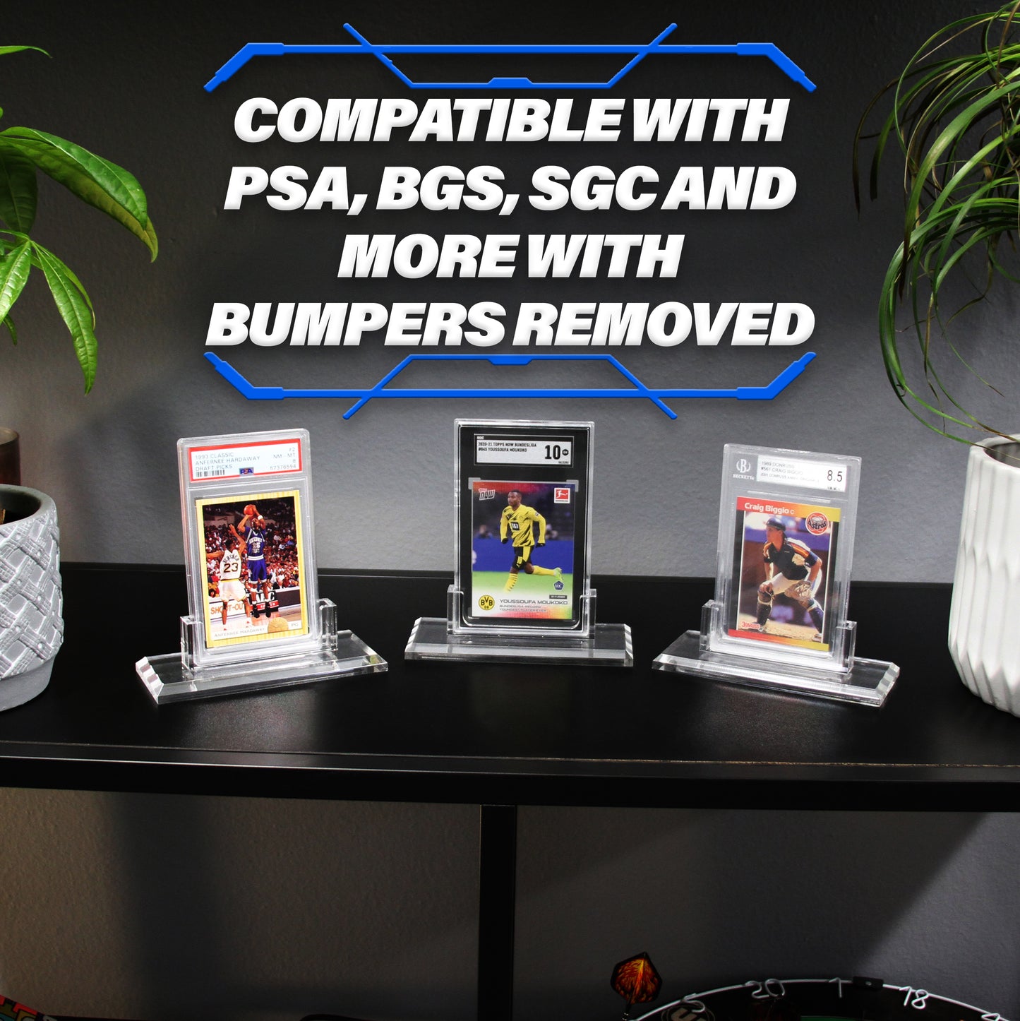 Professional Graded Card Display Compatible With PSA BGS SGC CGC Graded Cards, Three Pack of Premium Graded Card Holder Stands With Base