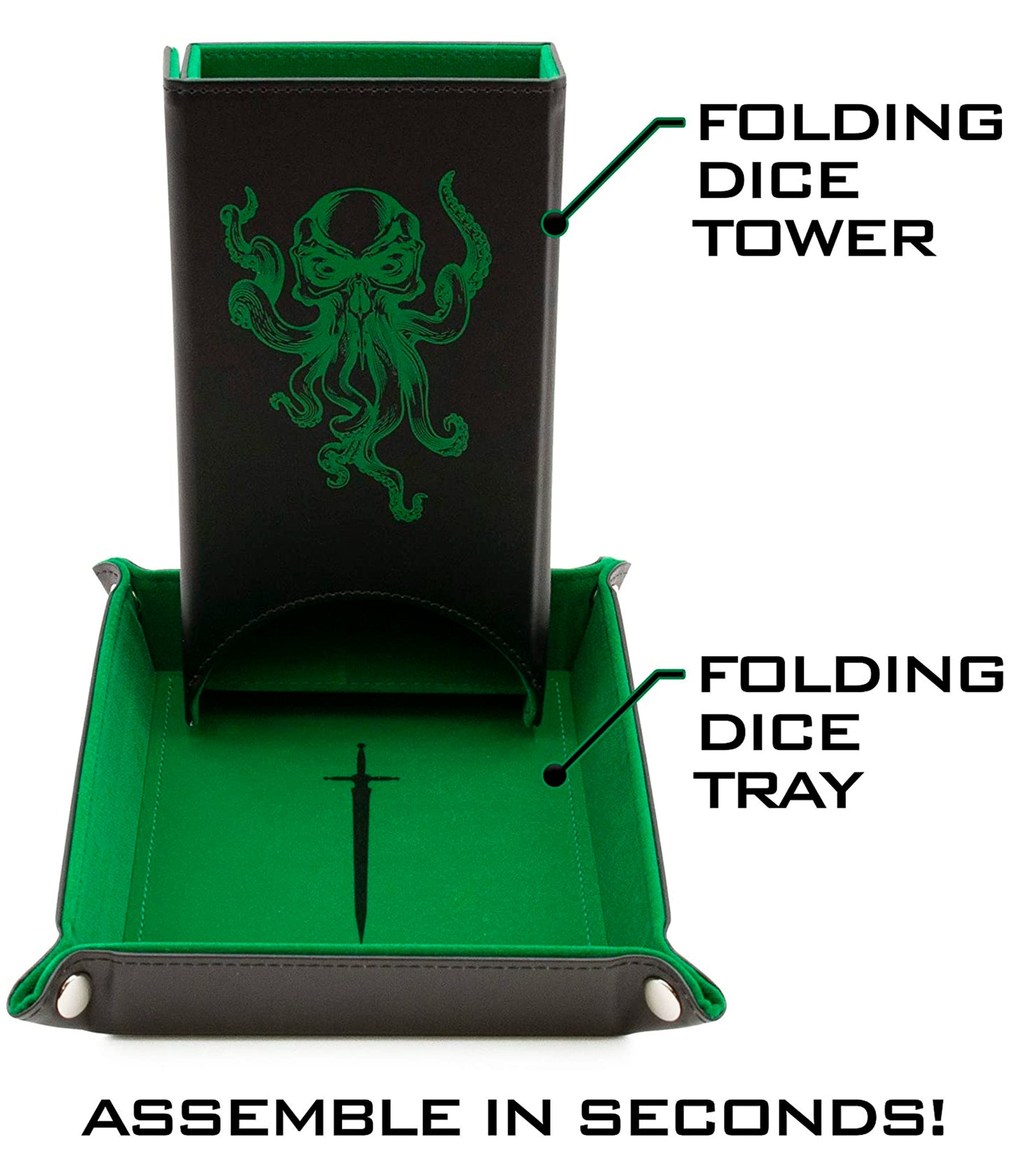 Portable Dice Tower and Tray with Non-Scratch Felt Interior - Folding 8" Auto Dice Roller Dice Tower for Fair and Random Dice Rolling