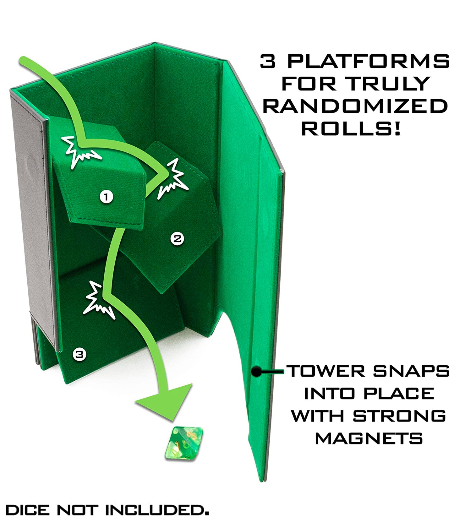 Portable Dice Tower and Tray with Non-Scratch Felt Interior - Folding 8" Auto Dice Roller Dice Tower for Fair and Random Dice Rolling