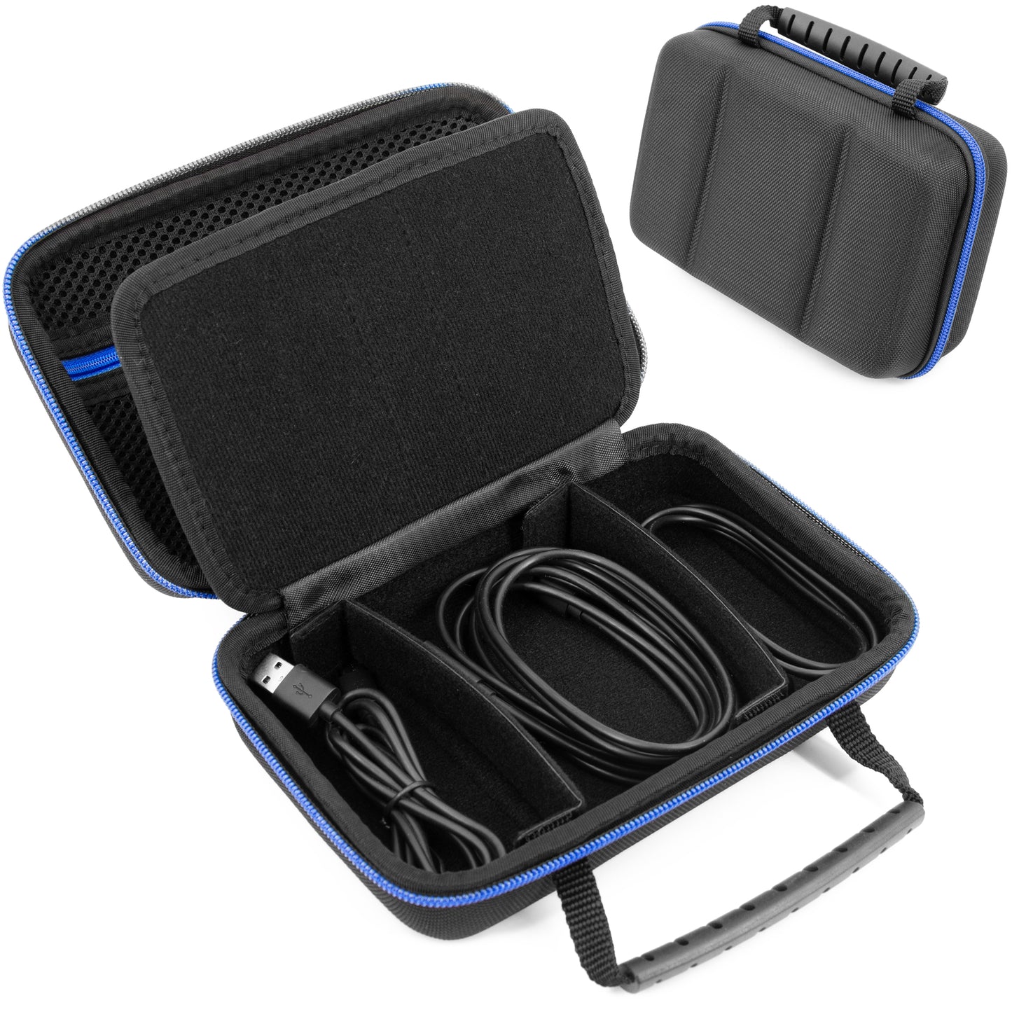 Hard Shell Electronics Organizer Travel Case with 2 Adjustable Cable Bag Dividers, 3 Zipper Pouches and Elastic Cable Loops