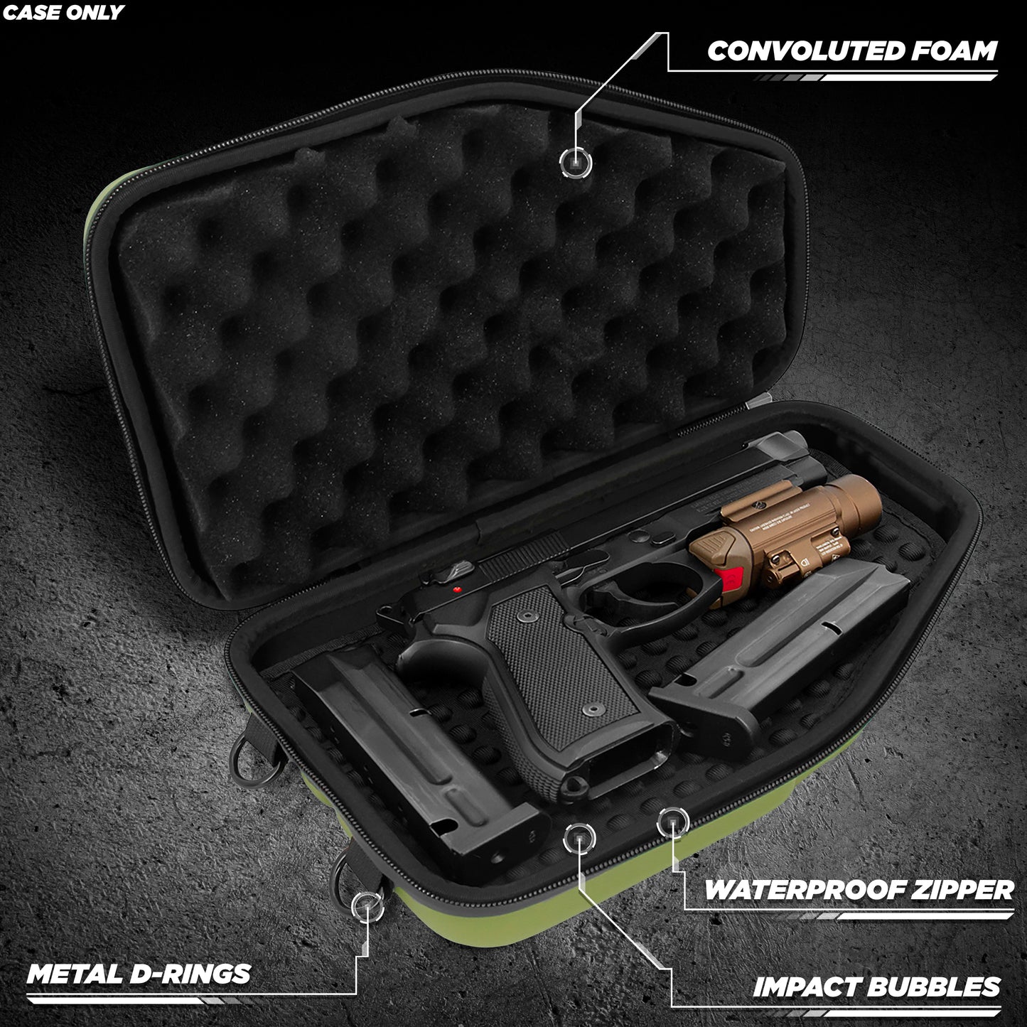 Locking Pistol Case Fits Small to Large 9mm Pistols with Room For Extra Clips and Attachments - Premium Handgun Case with Lock Zippers