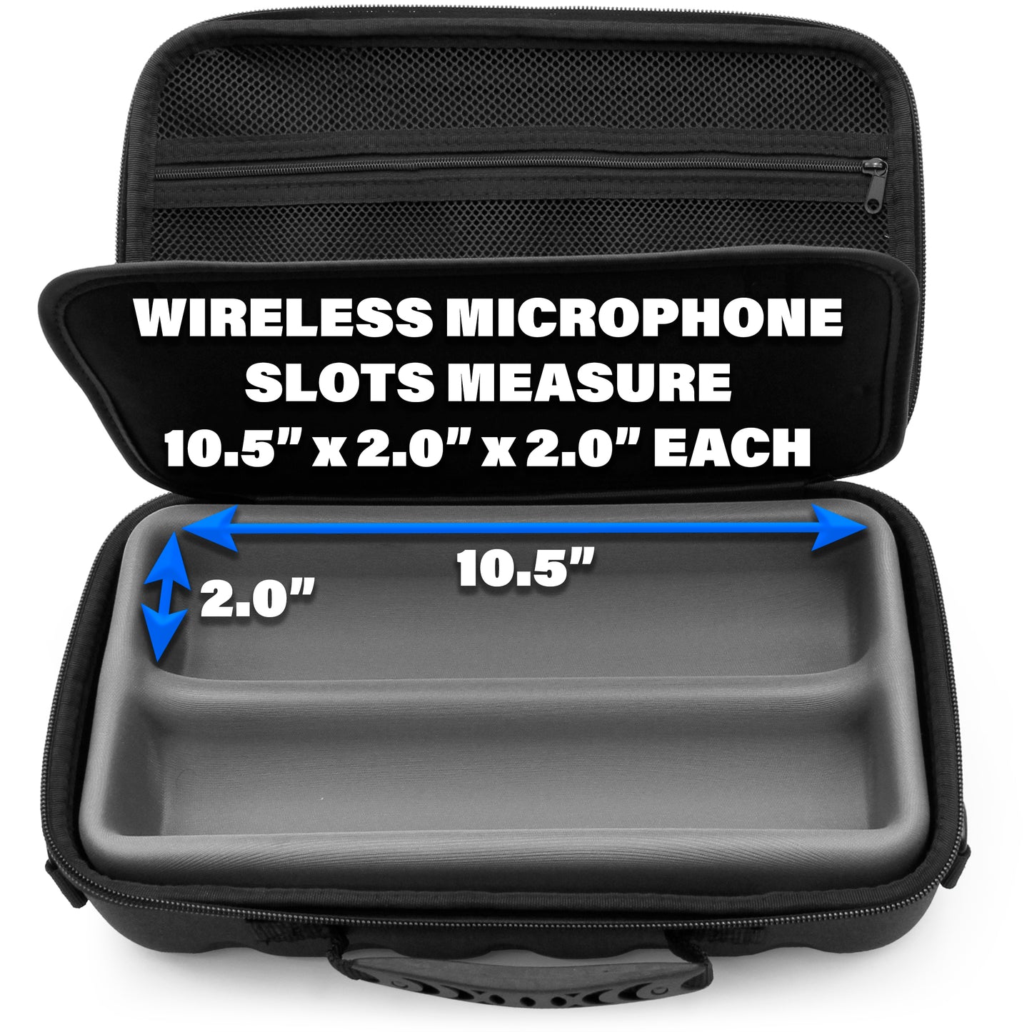 Two Wireless Microphone Case Compatible with Wireless Mic System Handheld Microphones Sennhesier, Shure and More with Shoulder Strap