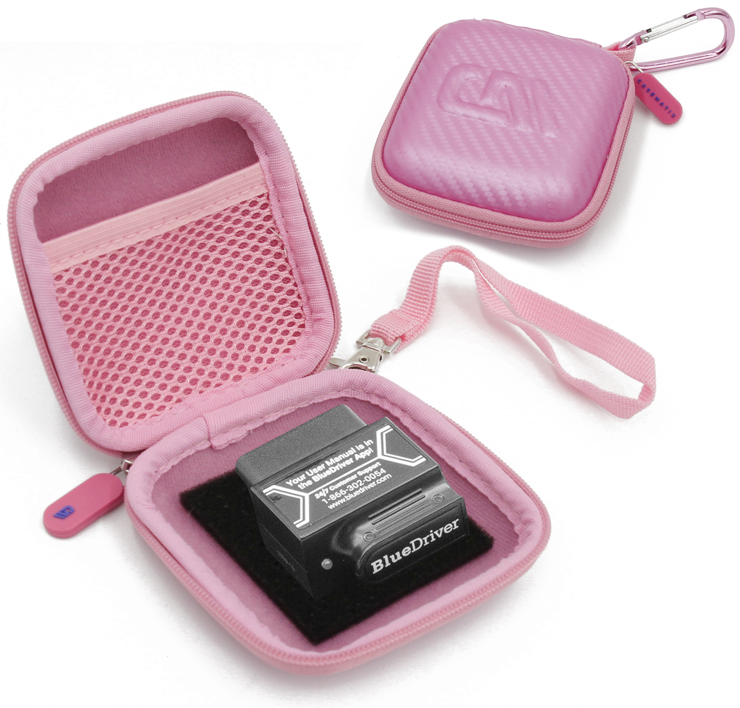 Car and Auto Mini Carry Case Compatible with BlueDriver Professional OBDII OBD2 Scan Tool Monitor, Pink
