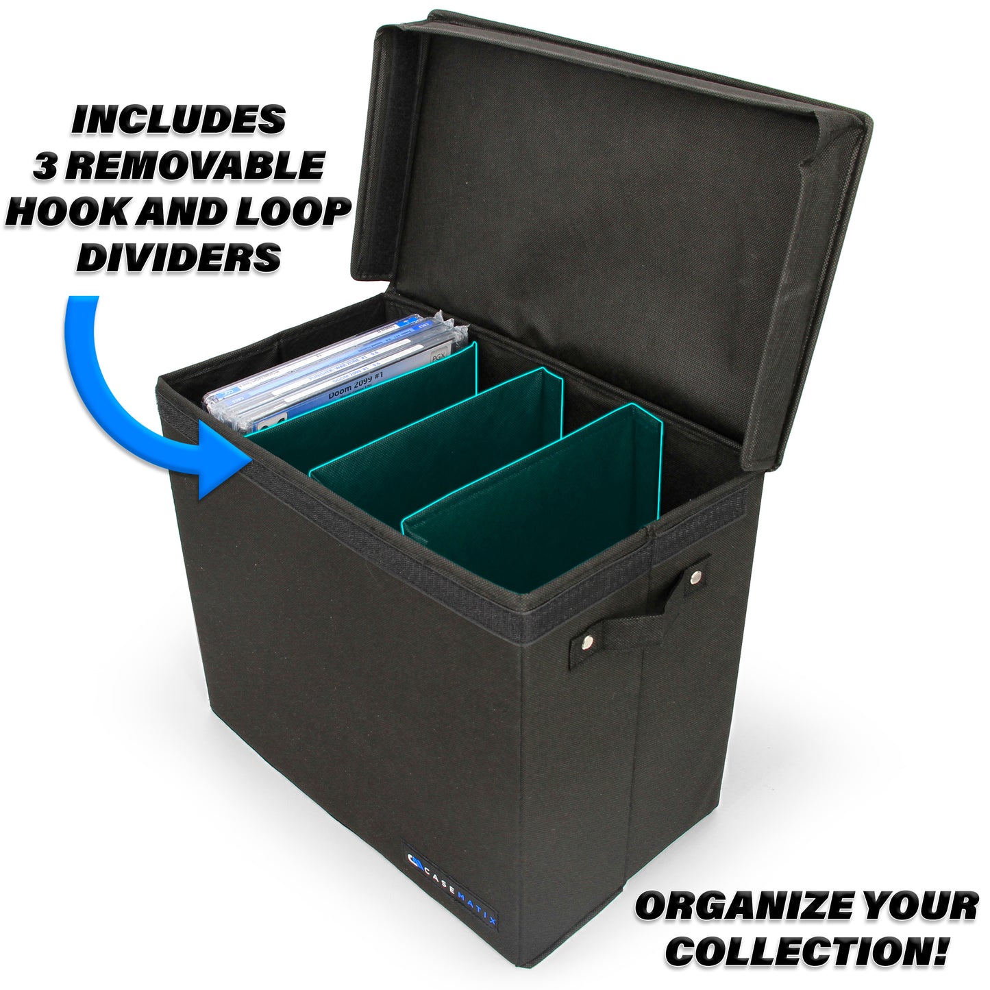 CASEMATIX Graded Comic Book Storage Case Fits up to 28 CGC Graded Comics, Lightweight Comic Book Bin with Three Comic Book Partitions (3 Pack)