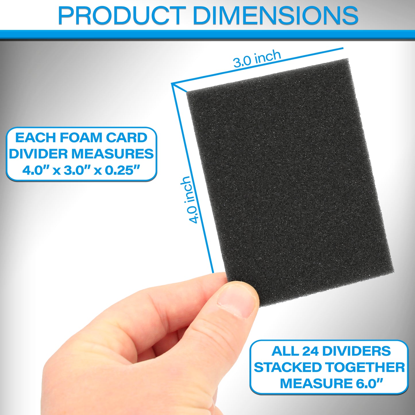 3x4 Card Dividers For Toploader Storage Boxes - 24 Pack Foam Dividers for Trading Cards, TCG Boxes & One Touch Card Holders Protection