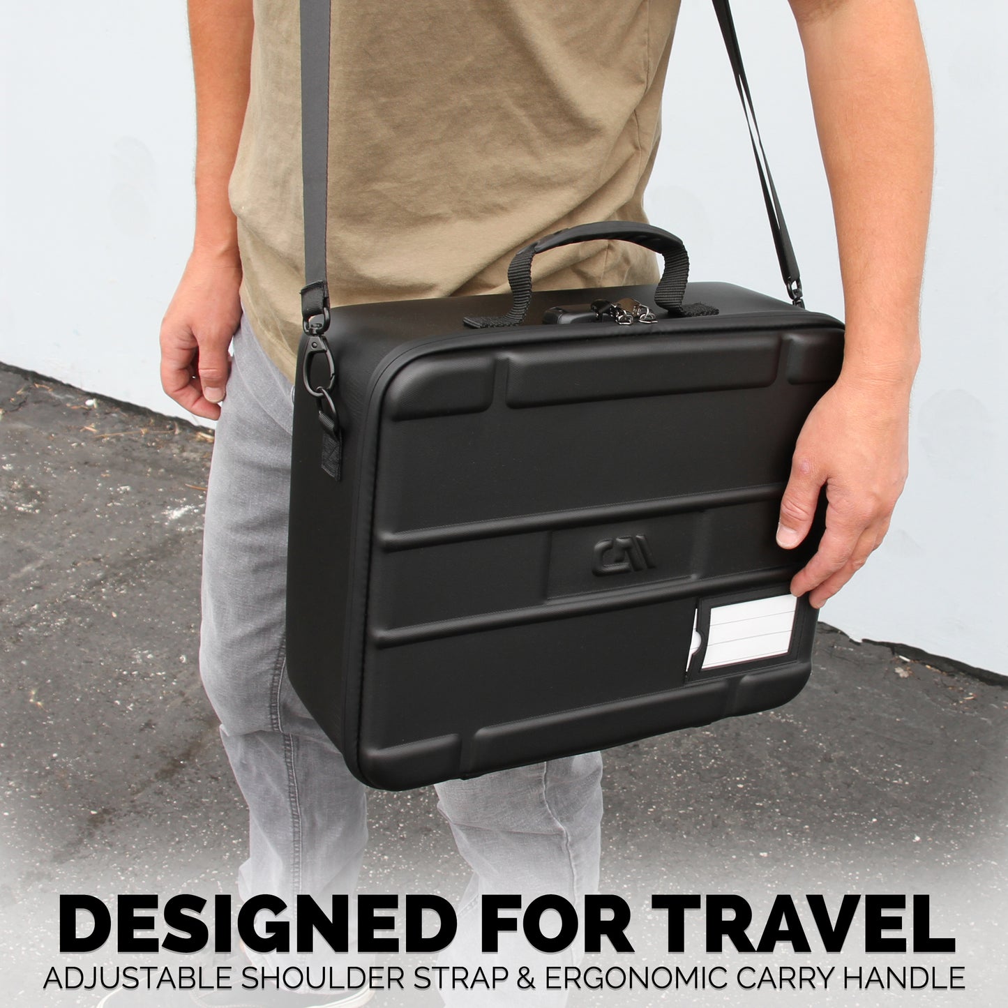 Rock Collection Travel Case with Programmable Lock - 144 Slot Rock Collection Box with Four Trays, Crystal Storage Case with Shoulder Strap