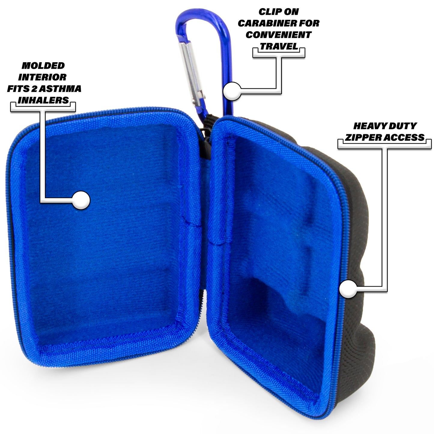 Asthma Inhaler Case, Inhaler Holder Fits Two Standard Rescue Albuterol Inhaler Devices- Includes Asthma Case Only
