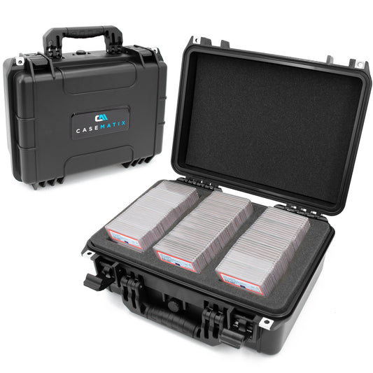 Graded Card Storage Box Fits 90+ BGS PSA Trading Cards TCG, Waterproof Sports Card Case with Three Custom Graded Card Case Compartments