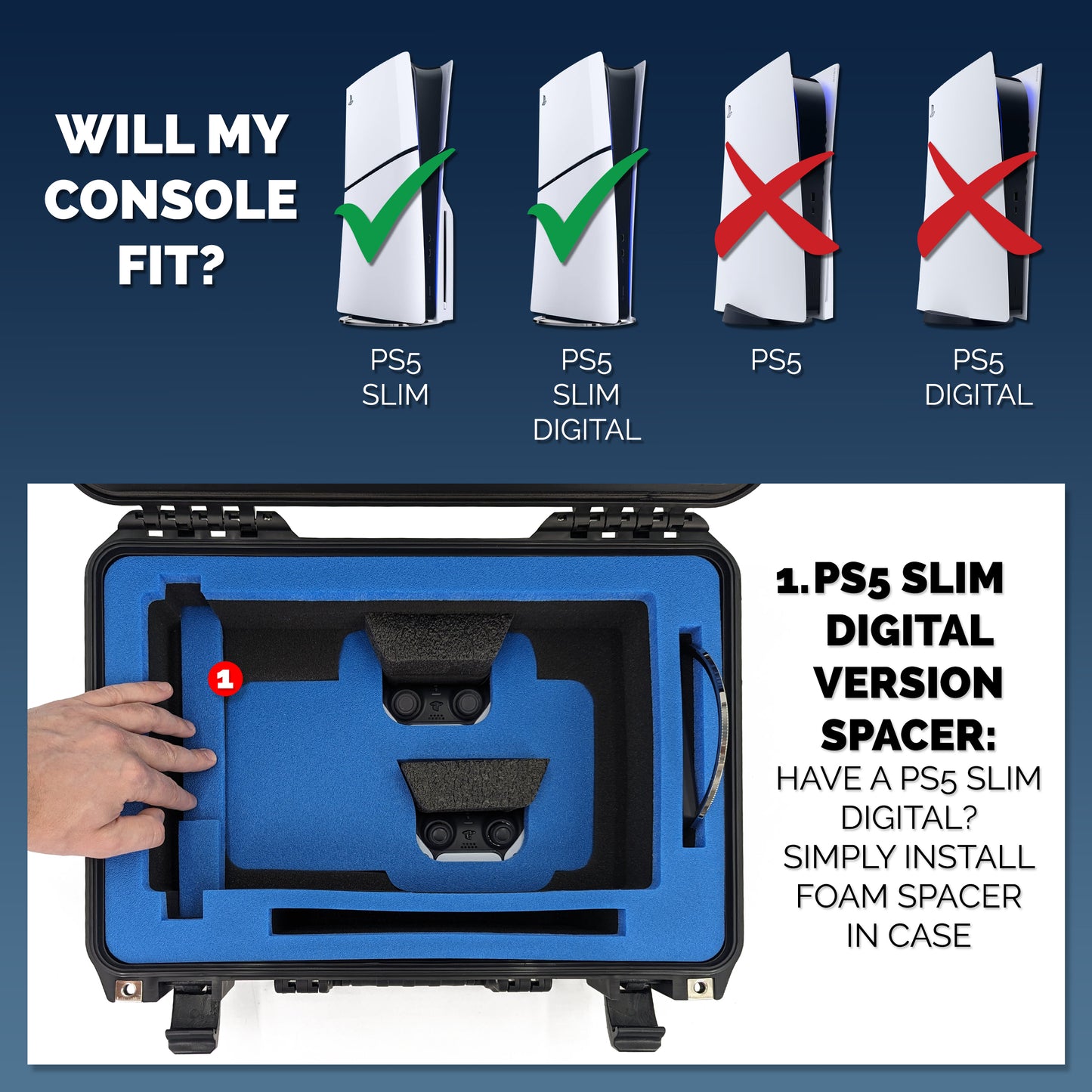 Travel Case Compatible With PS5 Slim & PlayStation 5 Slim Digital Edition - Hard Shell Waterproof Case for Console, Controllers and More