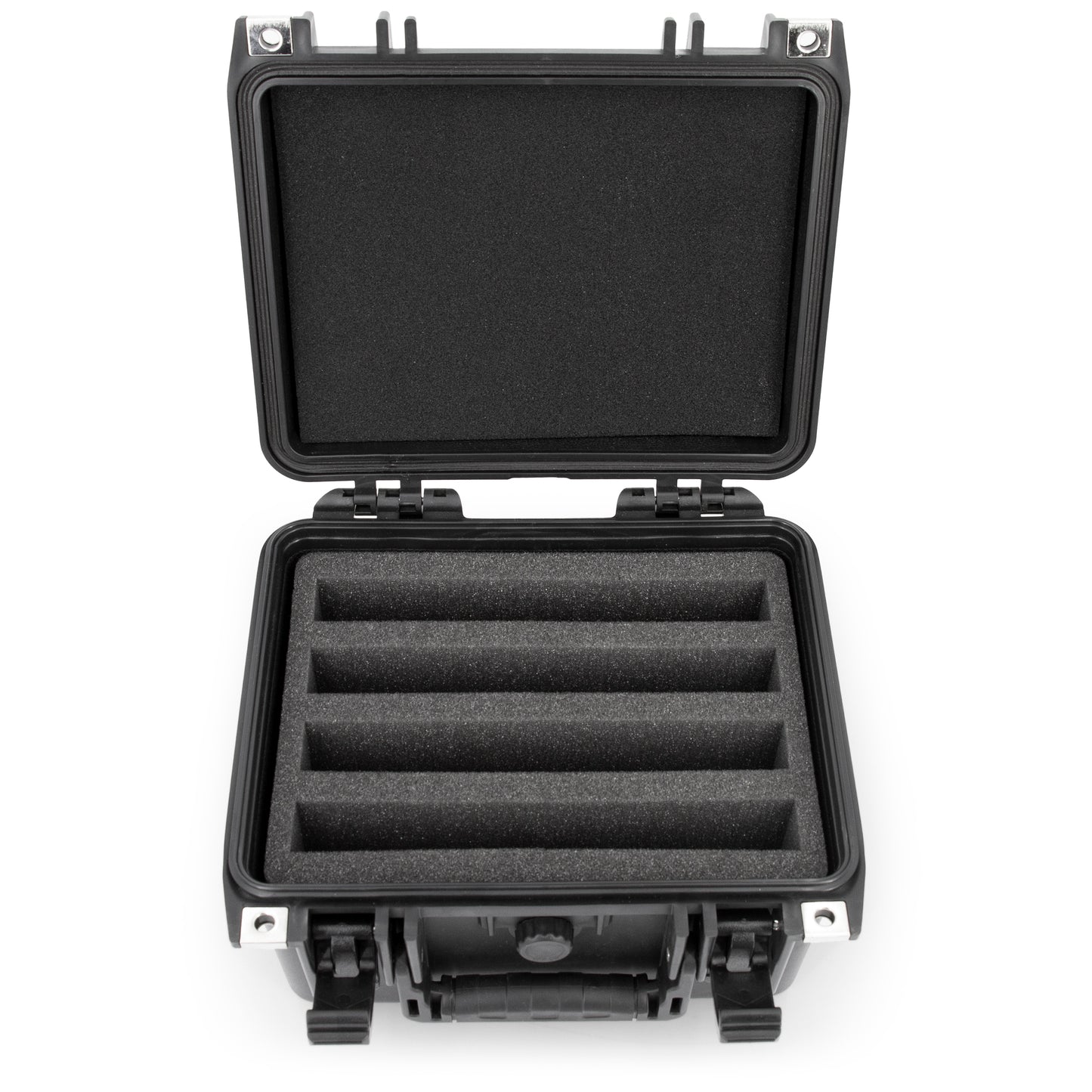 CASEMATIX Waterproof 5x7 Photo Case Holds 5x7 Top loaders For Cards and Plastic Sleeves for Postcards - Fits 80 5x7 Cards With Photo Storage Dividers