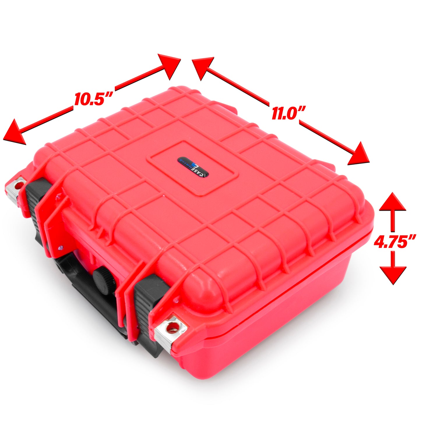 CASEMATIX Watch Travel Case With 8 Watch Roll Holders Included - Waterproof Watch Case With Foam Watch Box Display Tray, Fits 24mm to 56mm Faces, Red