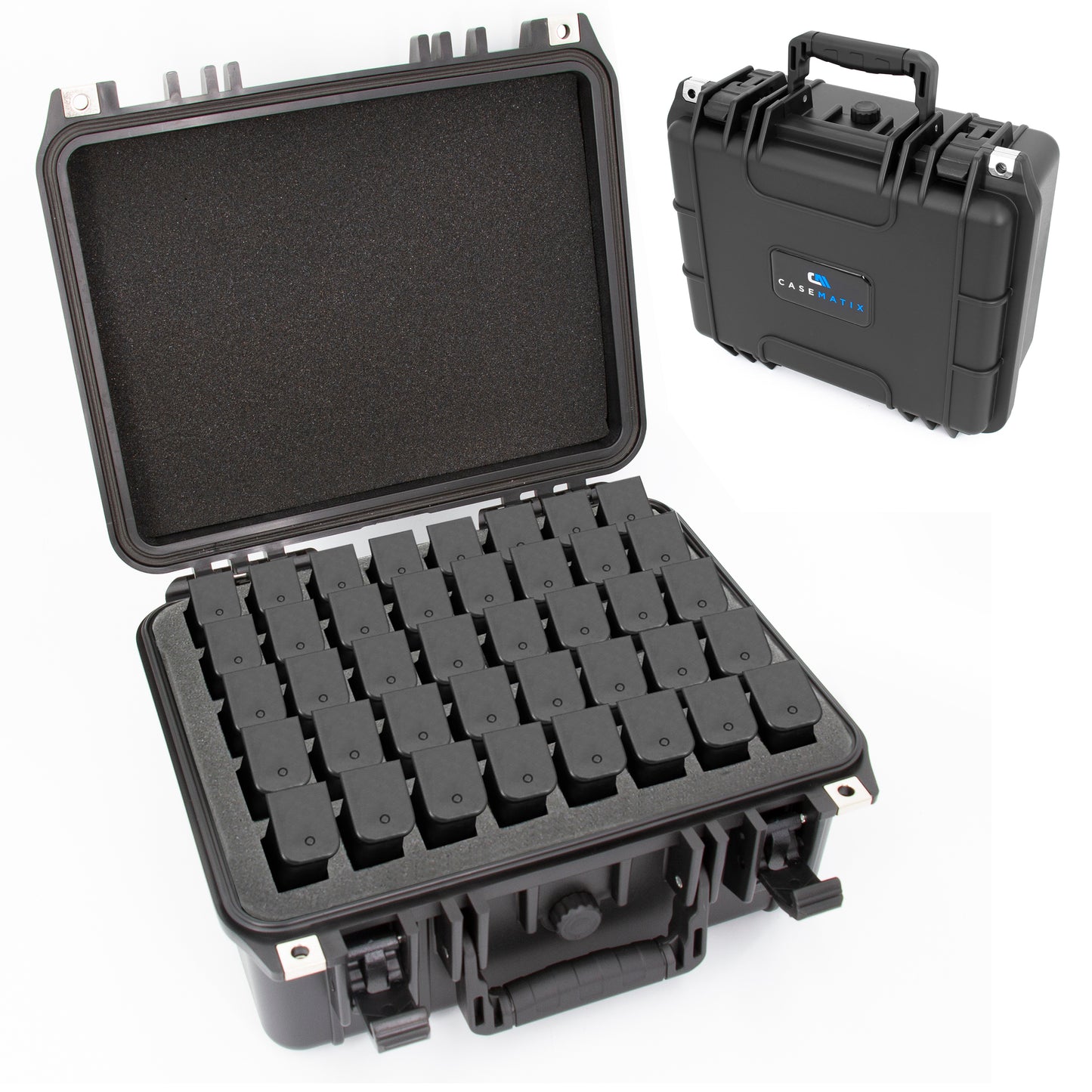 40 Pistol Magazine Storage Case - TSA Approved Waterproof Gun Magazine Storage for 40 9mm Magazines & Pistol Clips with Reinforced Padlock Holes