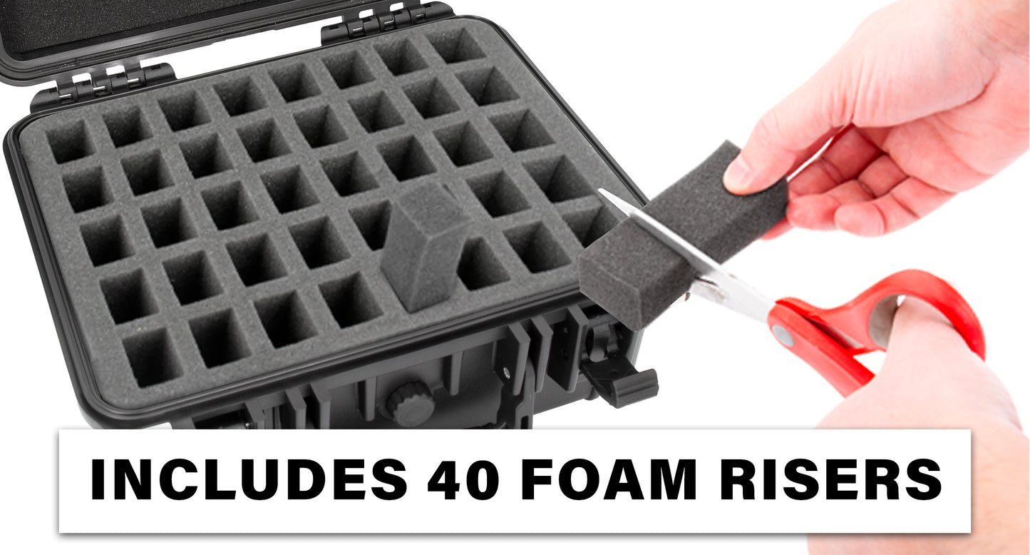 40 Pistol Magazine Storage Case - TSA Approved Waterproof Gun Magazine Storage for 40 9mm Magazines & Pistol Clips with Reinforced Padlock Holes
