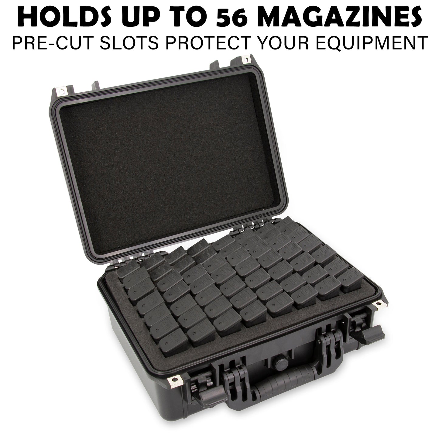 56 Pistol Magazine Storage Case - TSA Approved Waterproof Gun Magazine Storage for 9mm Magazines up to 5.5" with Lockable Design