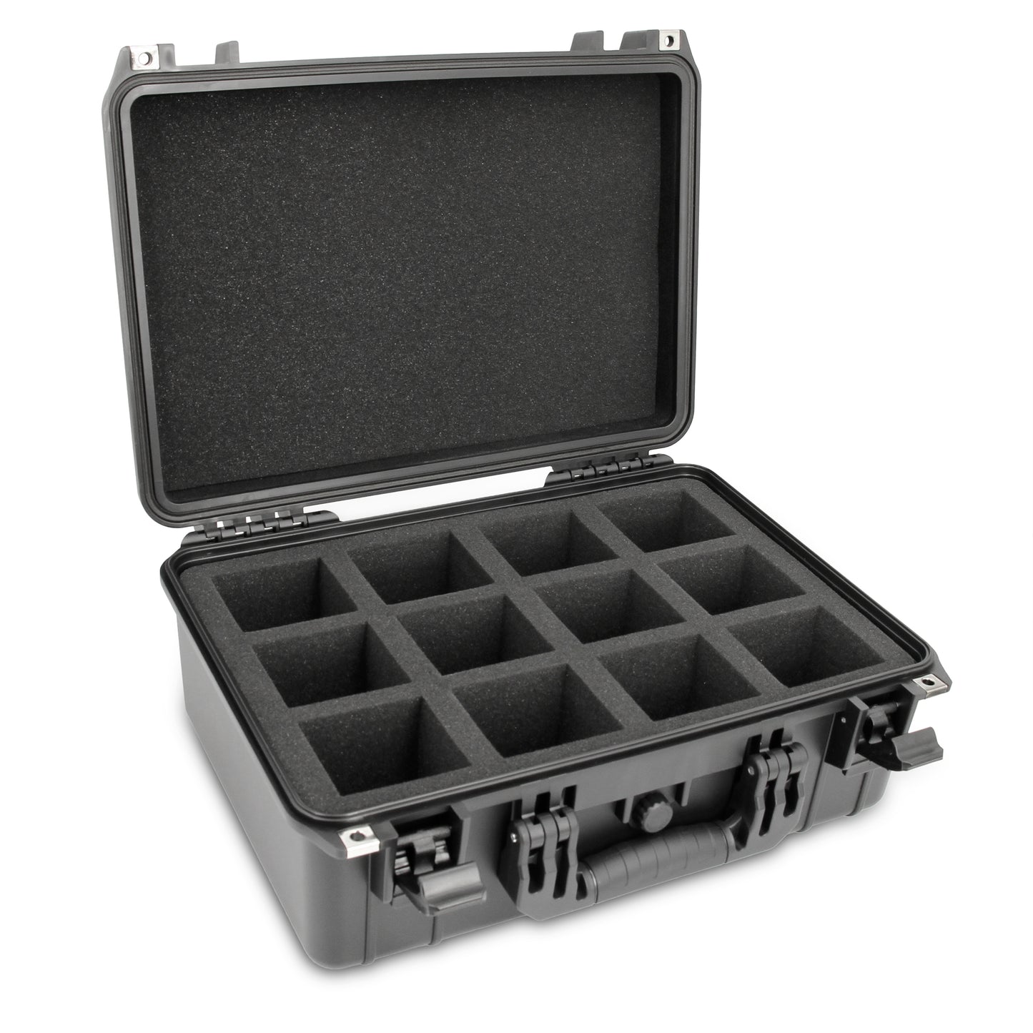 Portable Drill Battery Case Compatible with 12 Milwaukee M18 Battery Packs For Drills and M18 Tools, IPX7 Waterproof and Crushproof Hard Tool Case