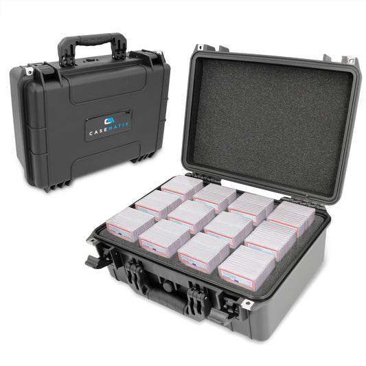 Graded Card Case Compatible with 130 PSA Graded Sports Trading Cards, Waterproof Graded Slab Trading Card Box with 12 Cut Storage Dividers