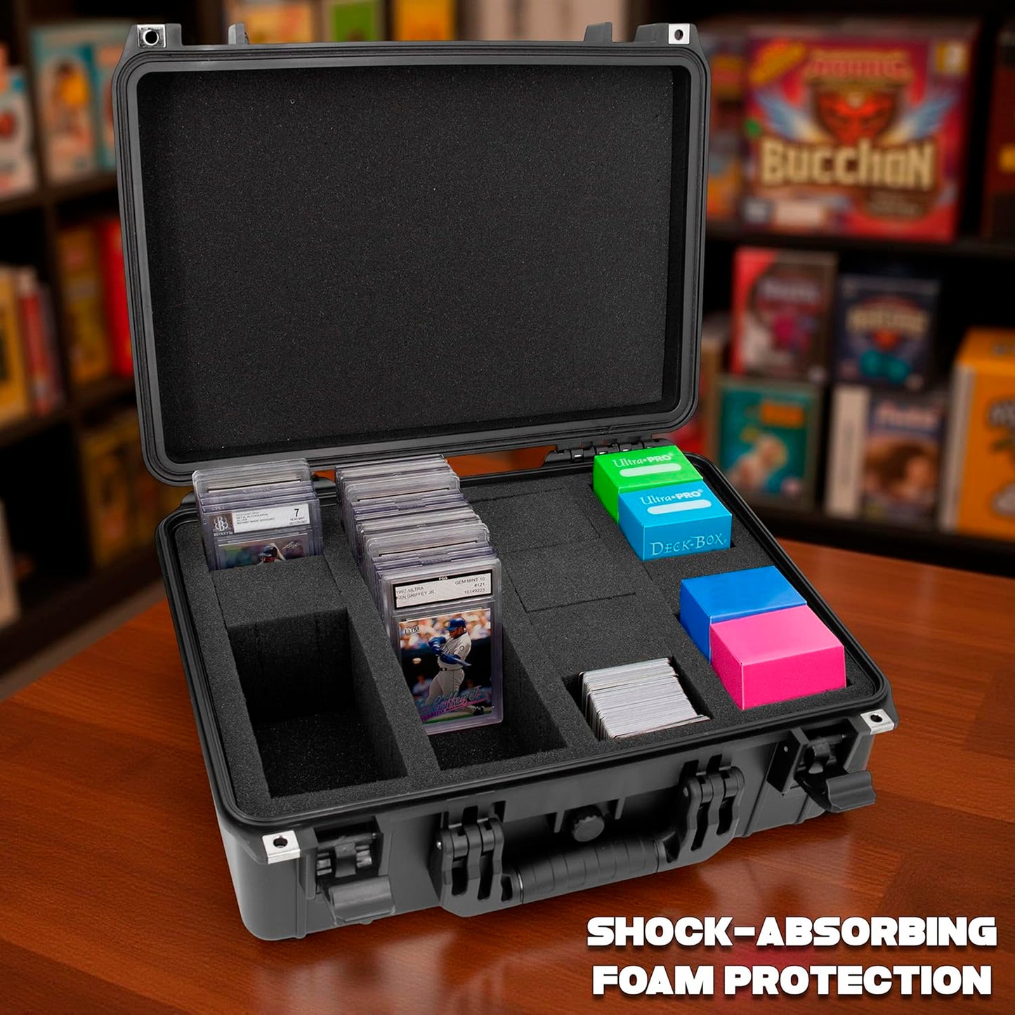 Graded Card Case Compatible with 120+ BGS PSA FGS Graded Sports Trading Cards, Waterproof Graded Slab Card Storage Box
