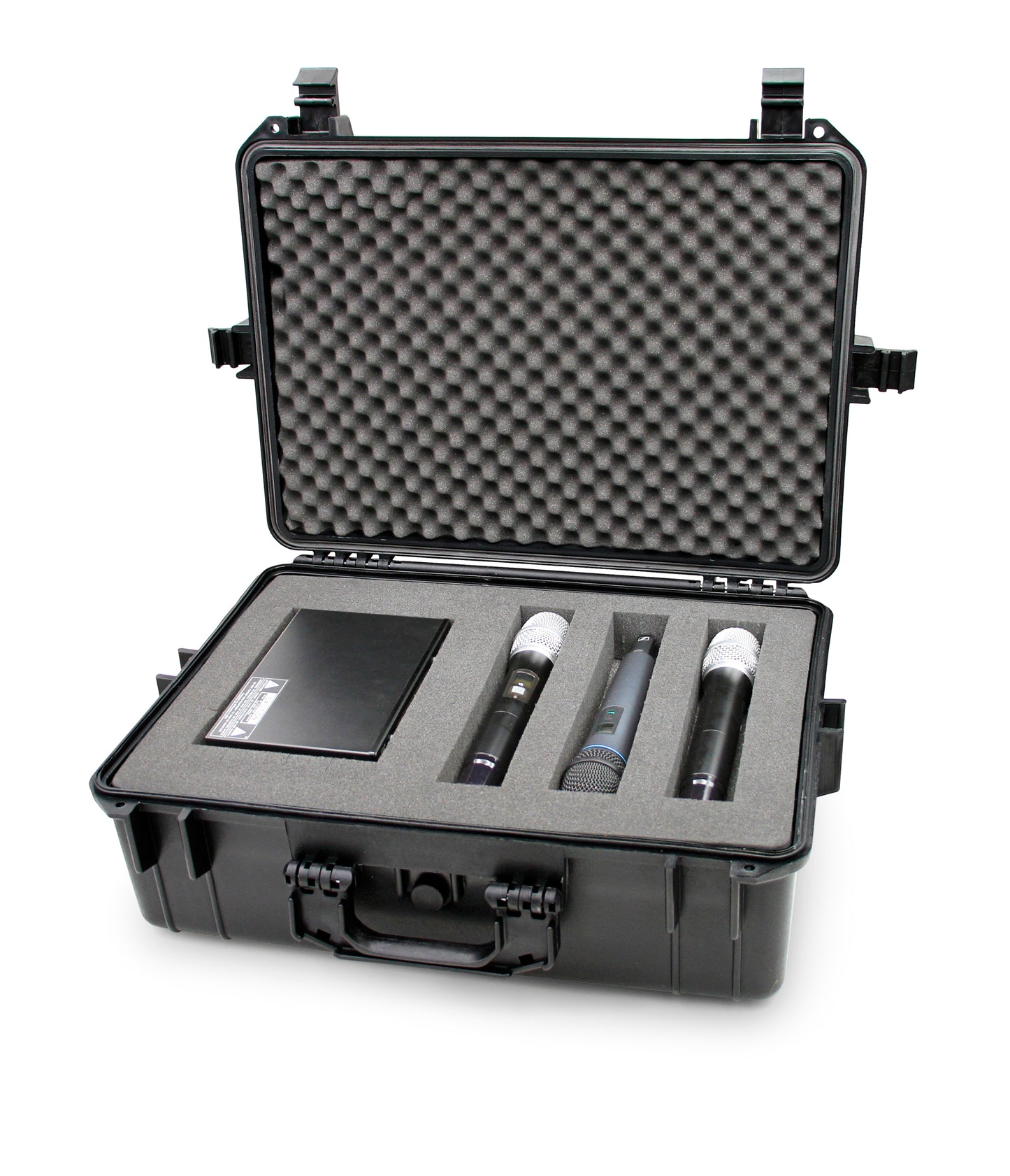 23" Customizable Wireless Microphone System Hard Case fits Sennheiser, Shure, Audio-Technica, AKG Receiver, Transmitter and Other Microphone Systems
