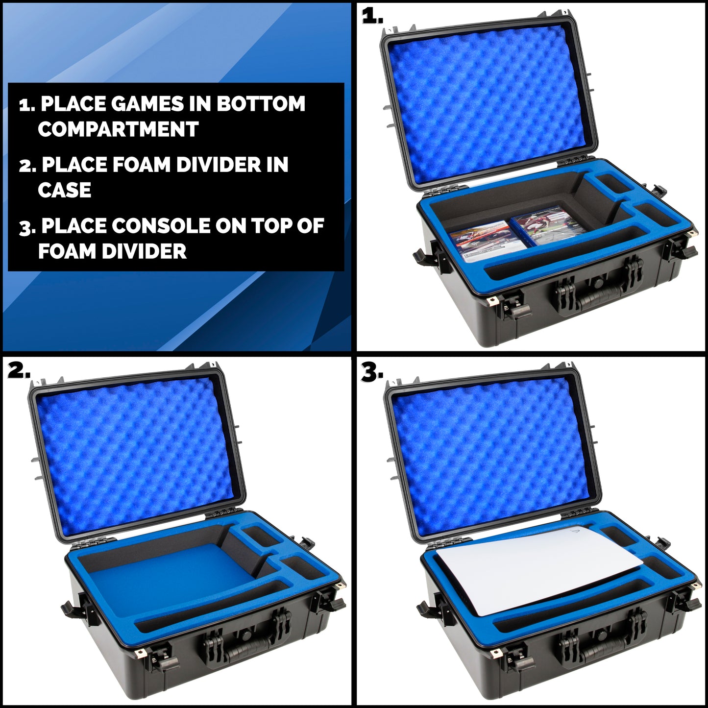 Hard Shell Travel Case Compatible with PlayStation 5 Console, Controllers, Games and Accessories - Waterproof PS5 Carrying Case with Foam
