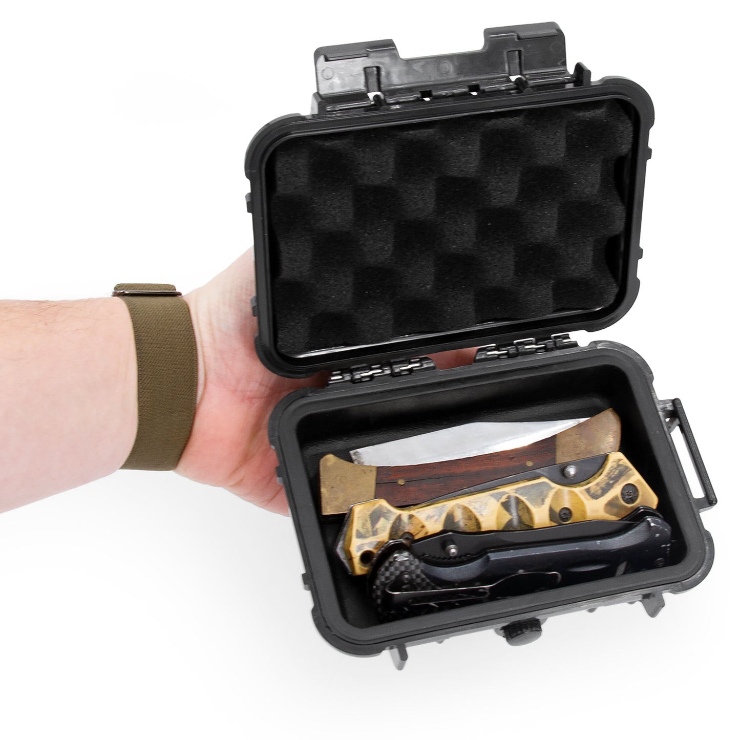 Compact Folding Knife Case - Waterproof Pocket Knife Holder and Knife Box Organizer Fits 3 Folding Knives, Swiss Army Knives & More Up To 5"