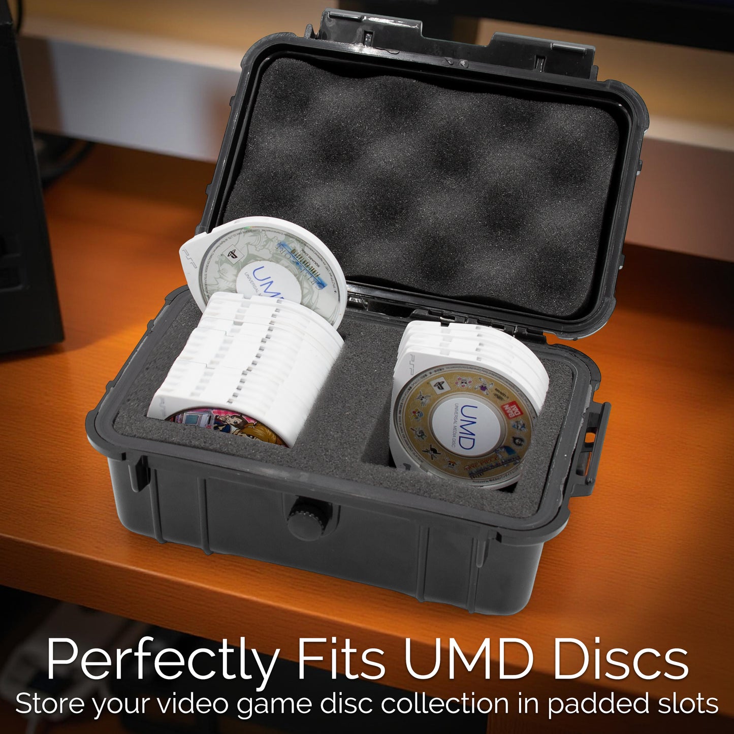 Hard Shell PSP UMD Disc Case – Fits PSP 1000/2000/3000, Holds 18 Games, Waterproof, Shockproof Travel Storage for UMD Cartridges & Accessories