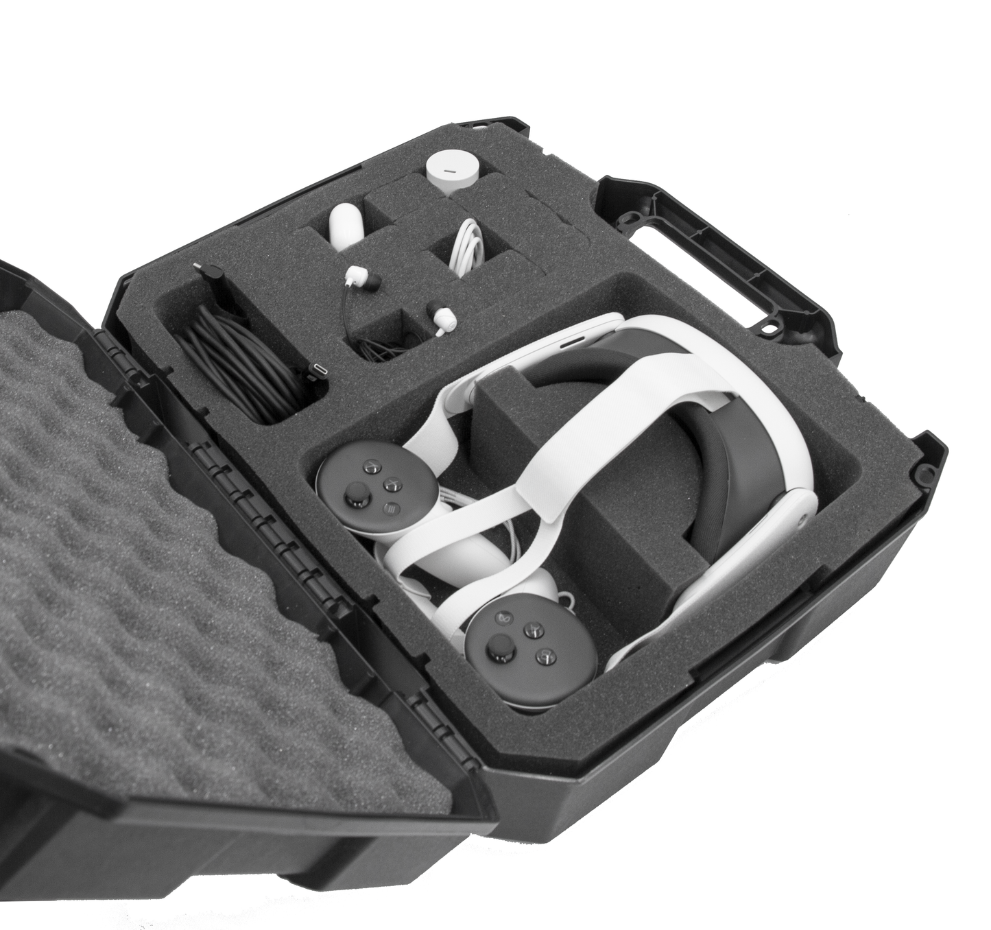Hard Shell Travel Case Compatible with Meta Quest 3S or Quest 2 VR Headset - Fits 256GB, 128GB or 64GB Models with an Accessory Compartment