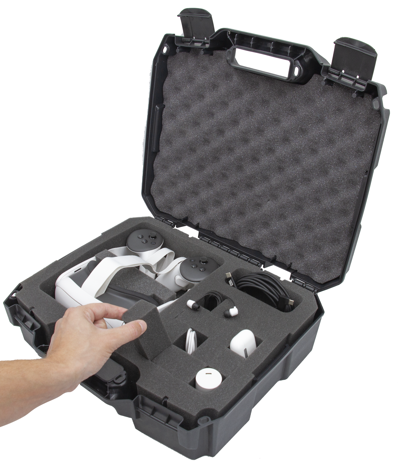Hard Shell Travel Case Compatible with Meta Quest 3S or Quest 2 VR Headset - Fits 256GB, 128GB or 64GB Models with an Accessory Compartment