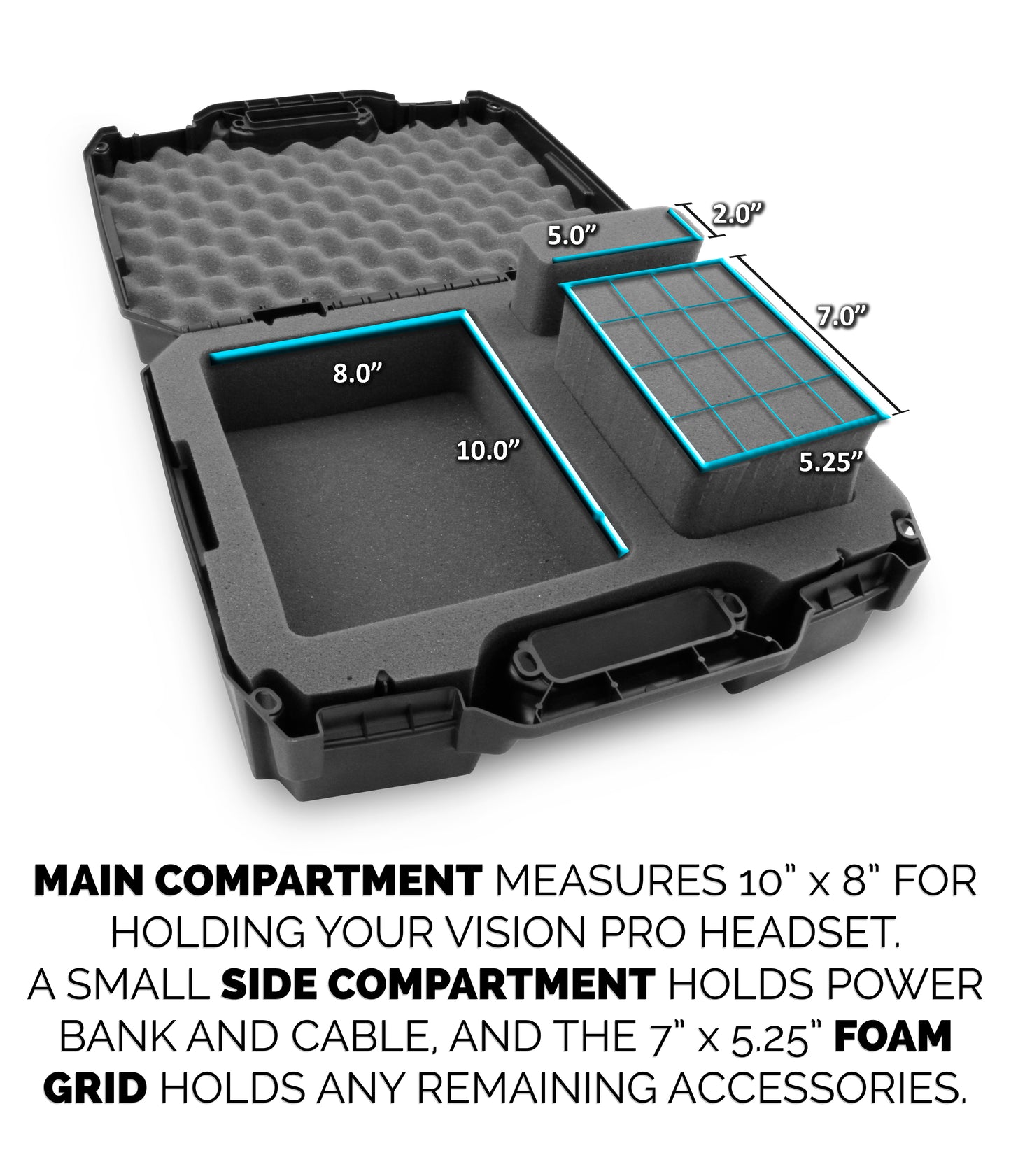 Travel Case Compatible with Apple Vision Pro VR Headset and Vision Pro Accessories, Includes Foam Lens Protector With Accessory Storage