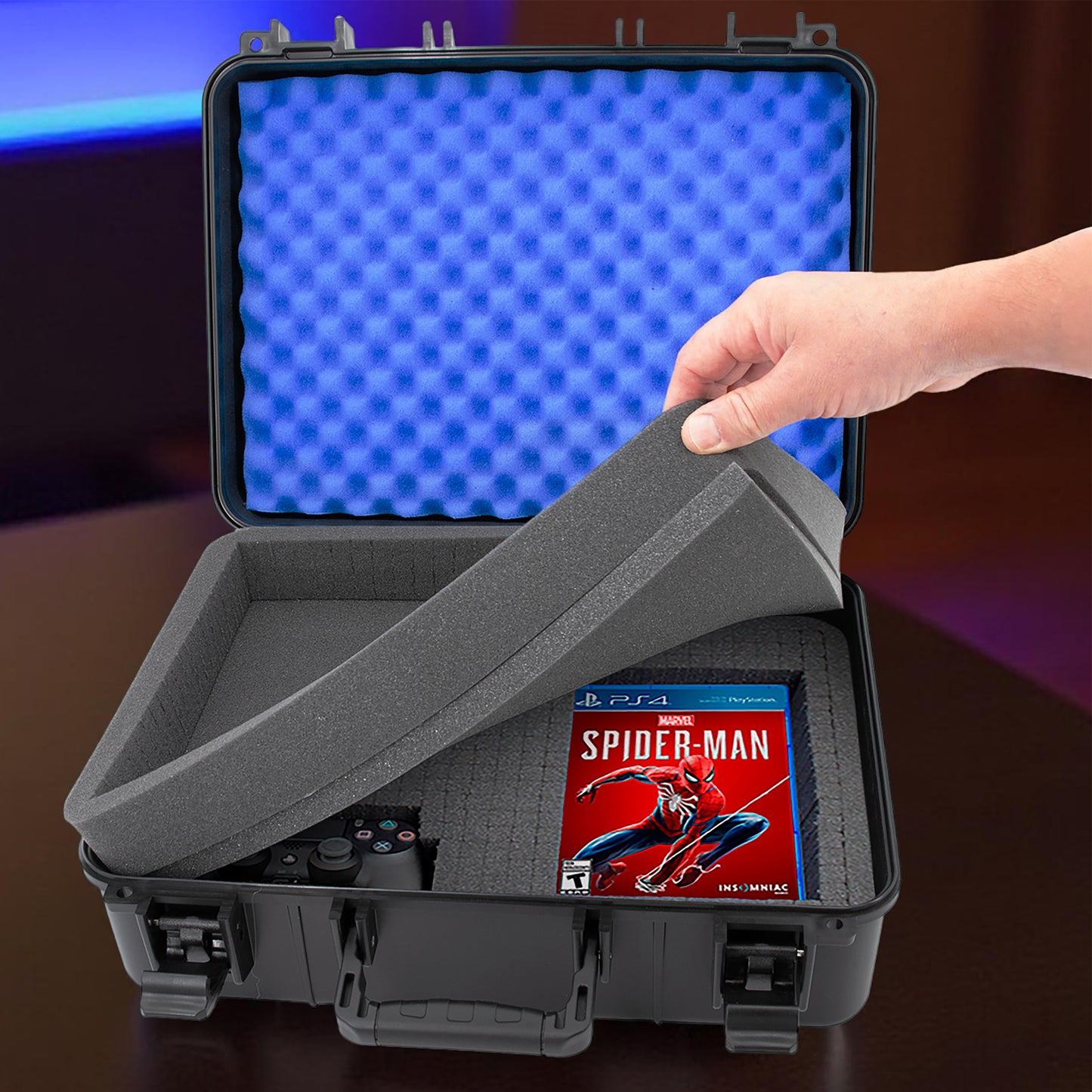 Travel Case Compatible with PlayStation 4 Slim 1TB Console and Accessories such as Controllers, Games and Cables