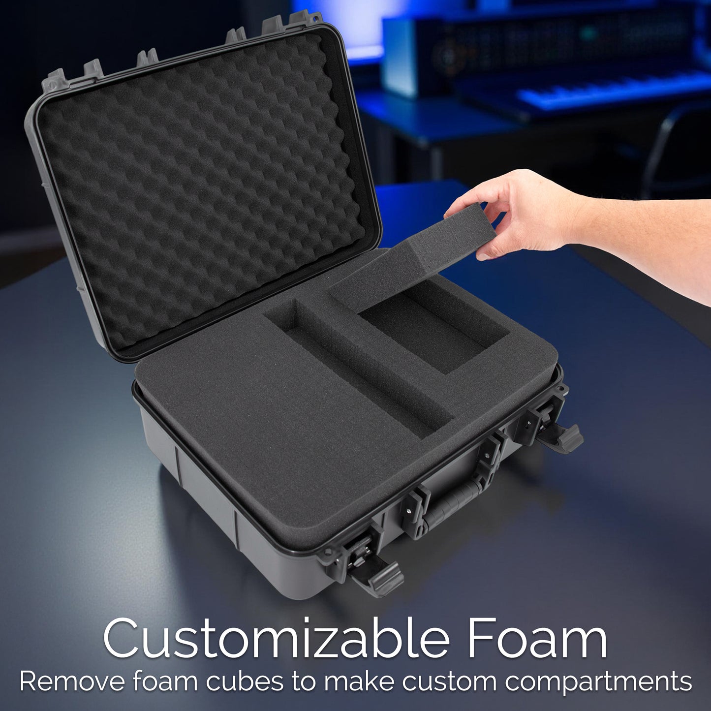 Hard Shell Wireless Microphone Case – Compatible with Shure & Sennheiser Mics, Receivers, Transmitters, Bodypacks, Cables, Custom Foam Travel Case