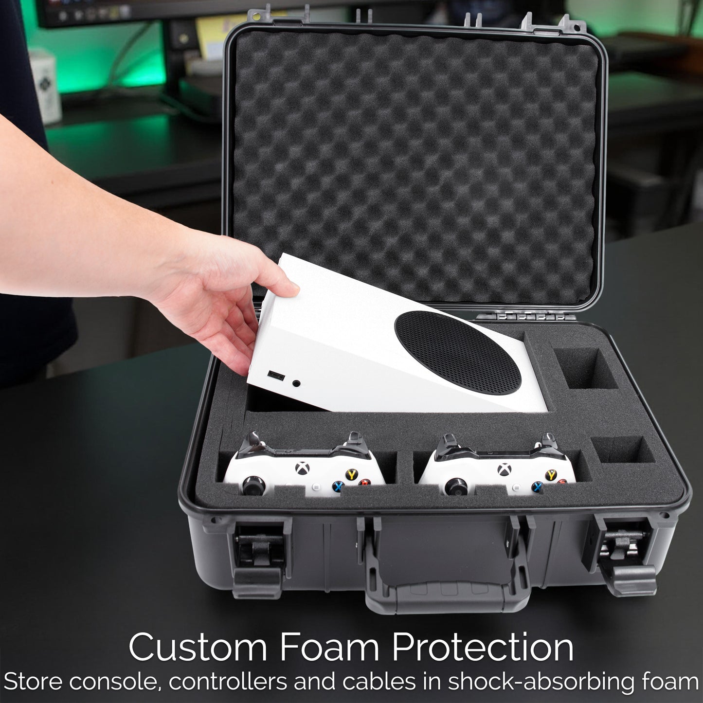 Hard Shell Travel Case Compatible with Xbox Series S Console, Controllers, Games and Other Xbox Series S Accessories - Custom Foam Interior