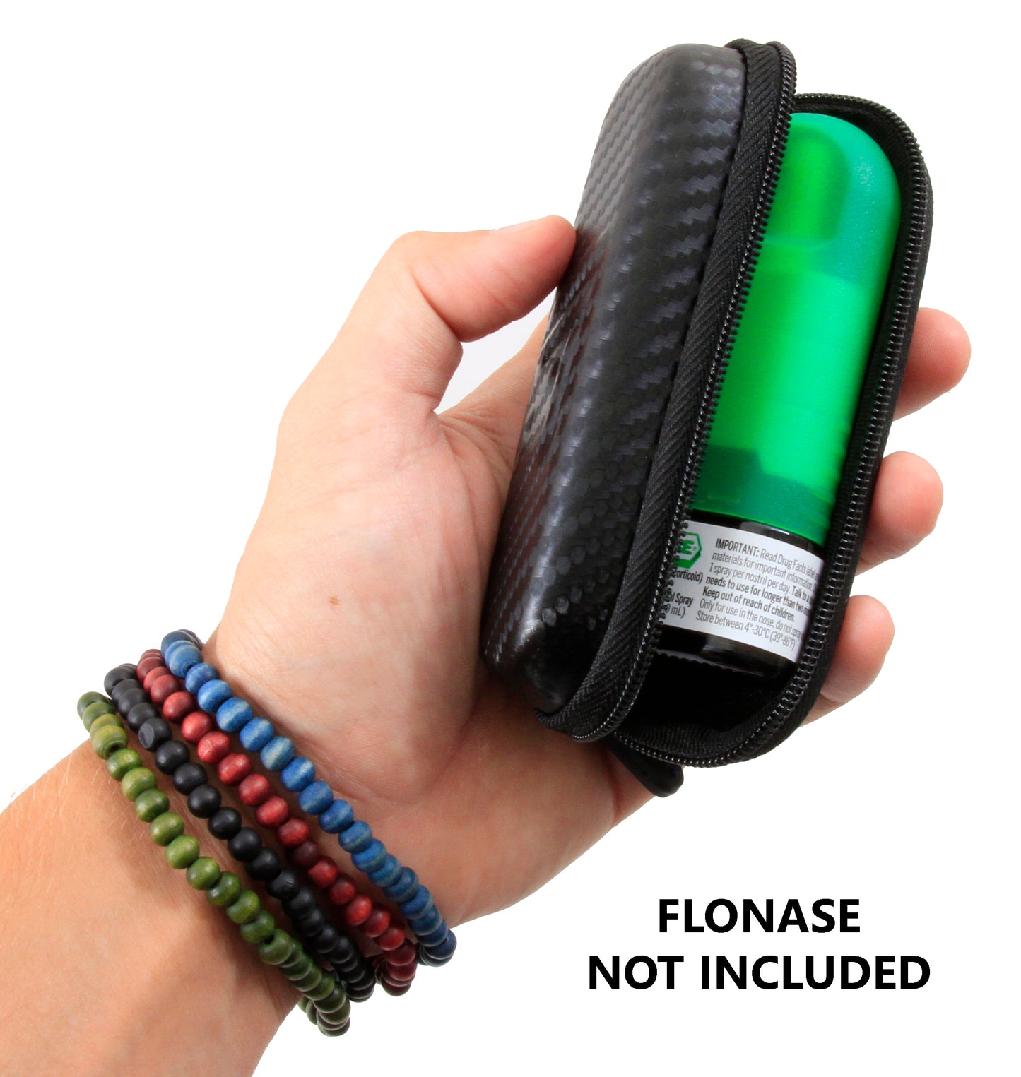 Allergy Medicine Nasal Spray Case Compatible with Flonase Allergy Relief - Water-Resistant EVA Protection with Wrist Strap & Carabiner