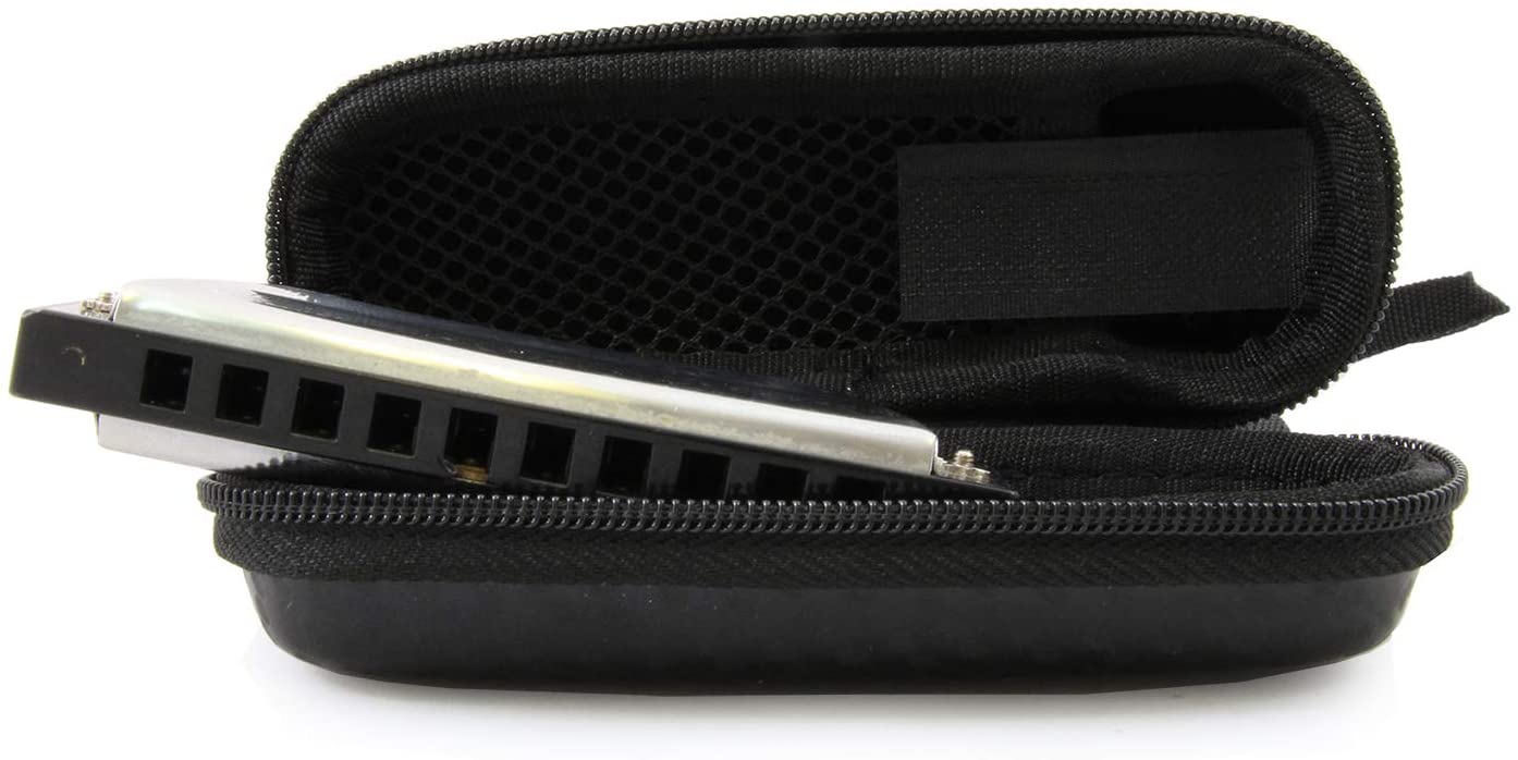 Harmonica Carrying Case Fits One Hohner Harmonica, Lee Oskar Harmonica, Marine Band Harmonica, Swan Harmonica and More with Microfiber Cloth
