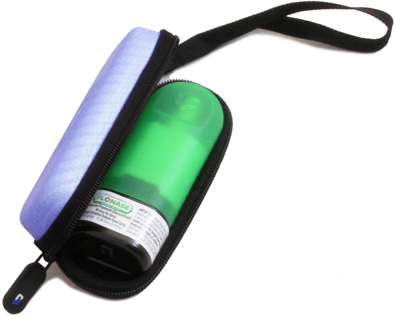 Allergy Medicine Nasal Spray Case Compatible with Flonase Allergy Relief - Water-Resistant EVA Protection with Wrist Strap & Carabiner