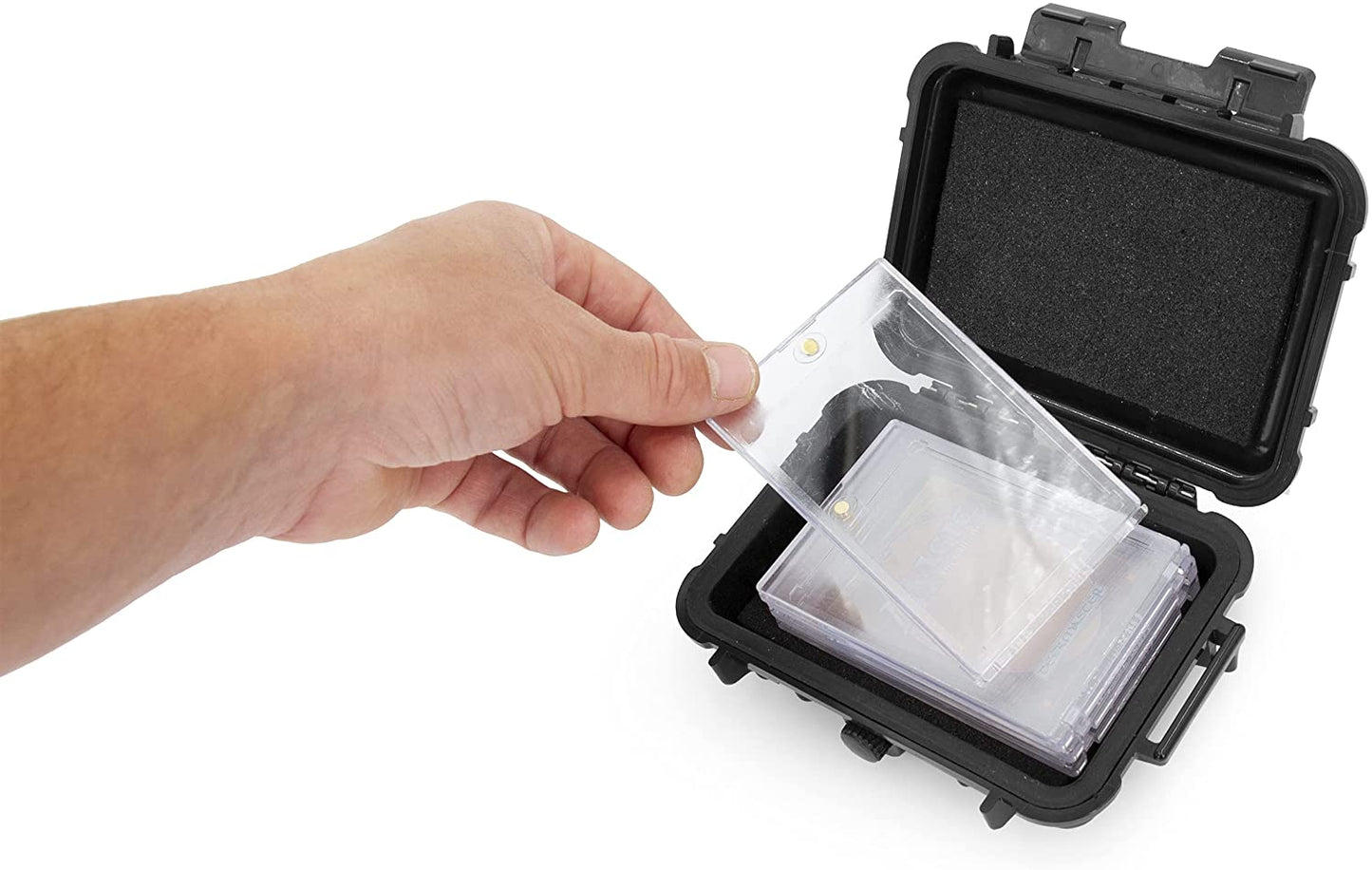 Trading Card Holder Case Compatible with 4 One Touch Magnetic Card Holder Sleeves, Sport Card Case, Loose Cards - Fits 5.0" x 3.25" Max