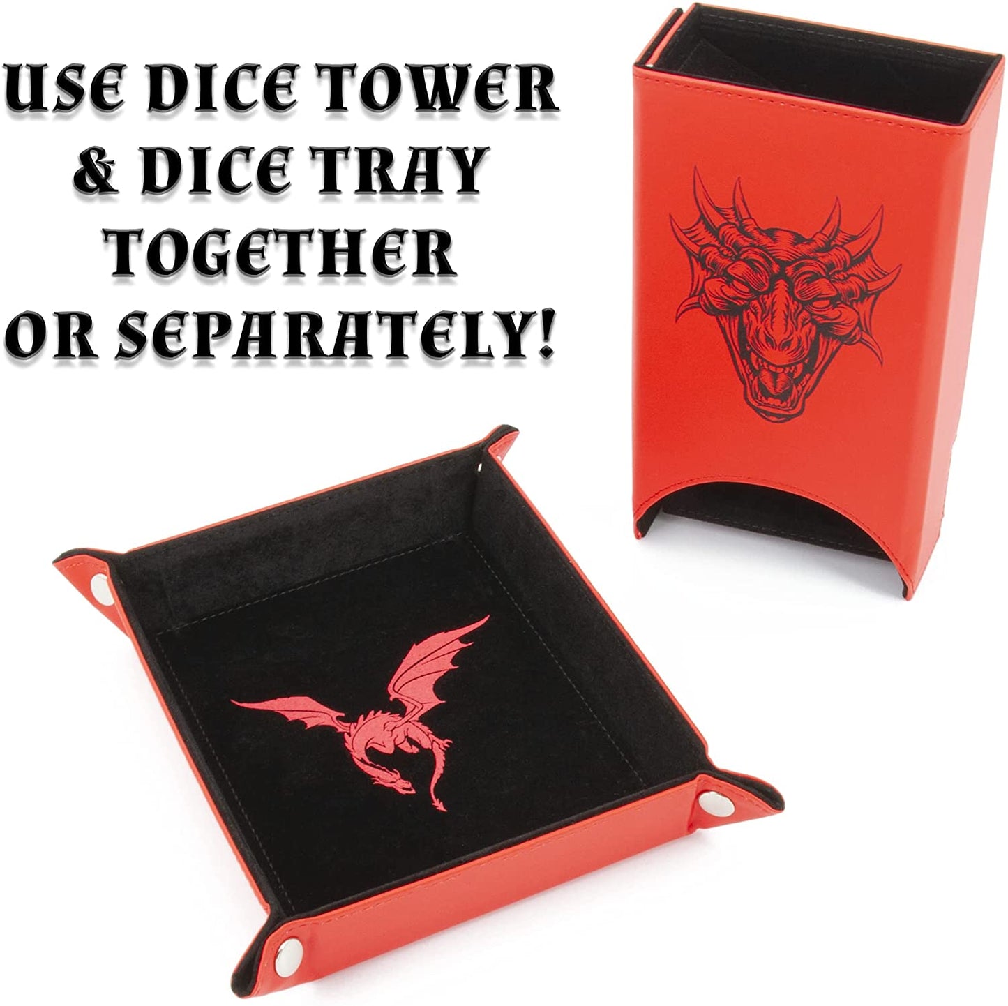 Portable Dice Tower and Tray with Non-Scratch Felt Interior - Folding 8" Auto Dice Roller Dice Tower for Fair and Random Dice Rolling