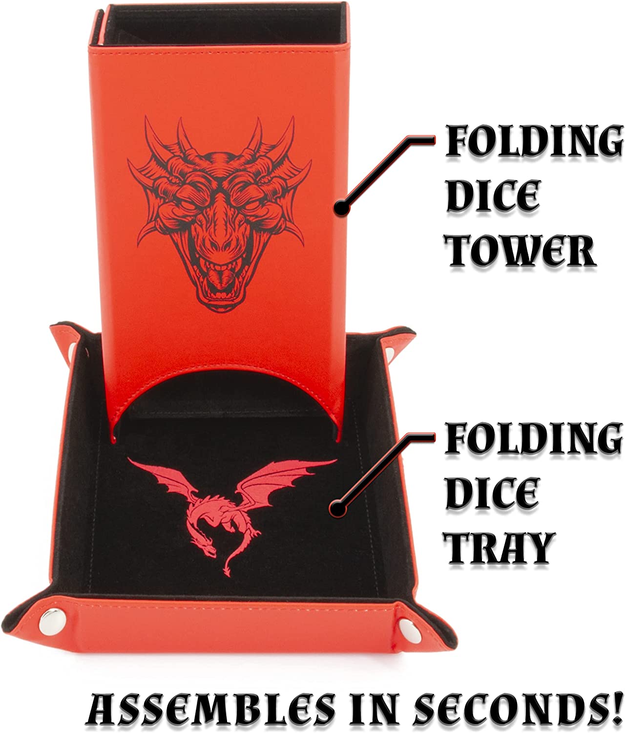 Portable Dice Tower and Tray with Non-Scratch Felt Interior - Folding 8" Auto Dice Roller Dice Tower for Fair and Random Dice Rolling