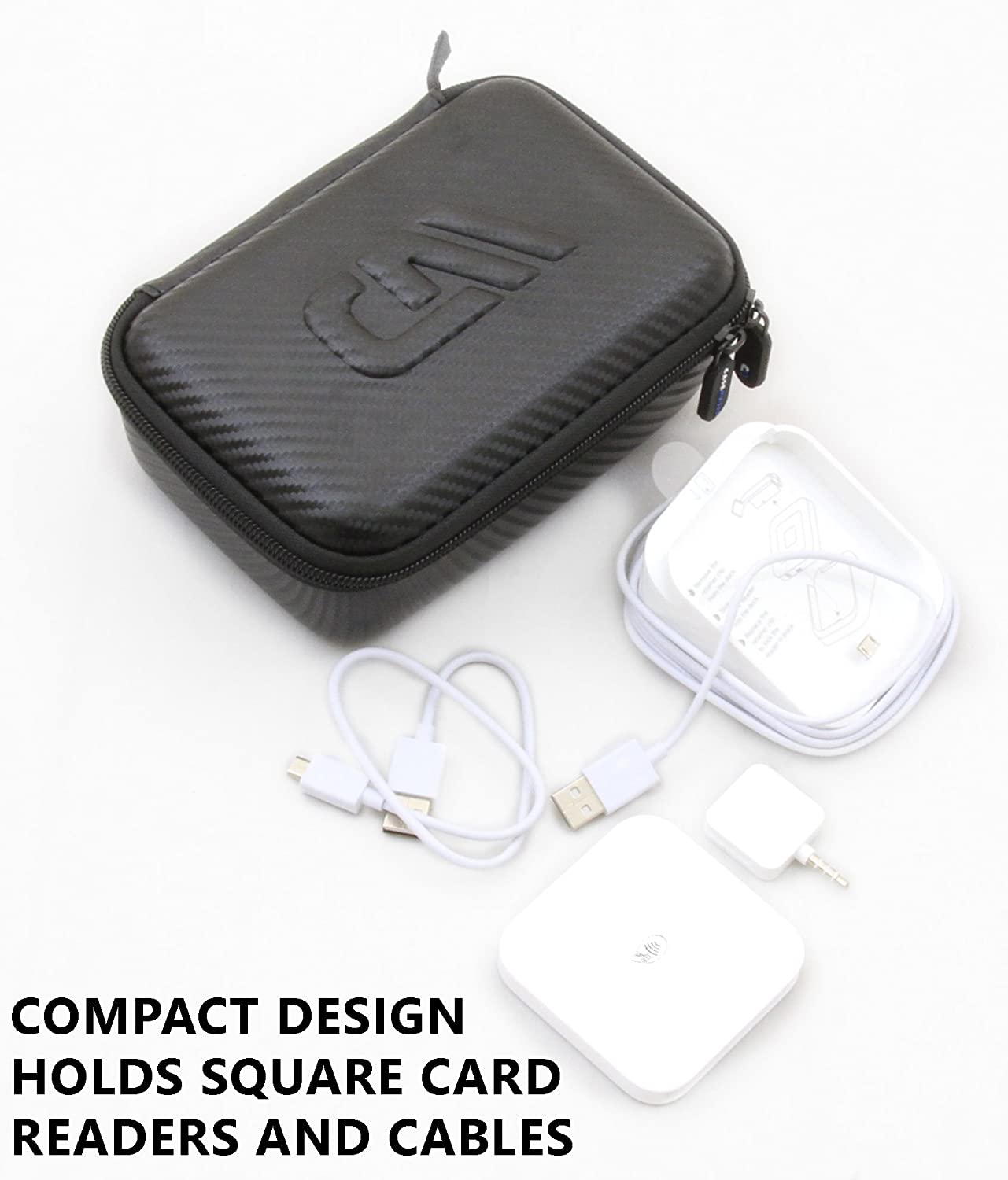 Portable Card Reader Case Compatible with Square Contactless Dock and Chip Reader Scanner Fits Dock, Square Reader, Chip Reader, USB Cables