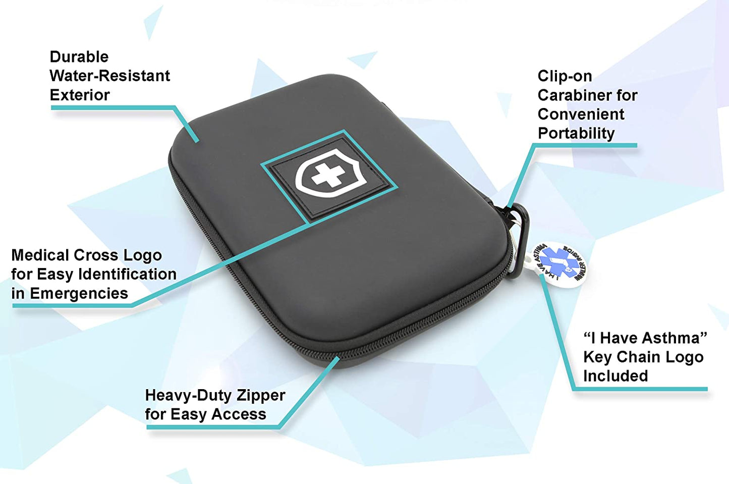 8" Insulated Asthma Inhaler Medicine Travel Bag Case for Adults and More, Fits Inhaler Spacer, Masks, and More Allergy Medicine, Case Only