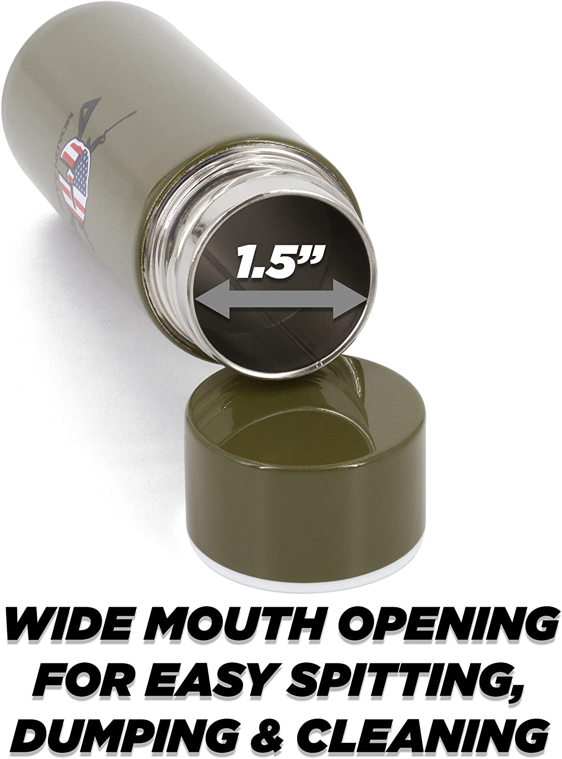 Stainless Steel Pocket Spittoon 5-Ounce Travel Spit Cup with Cleaning Brush Included - Portable Dip Spit Bottle with Camo Design