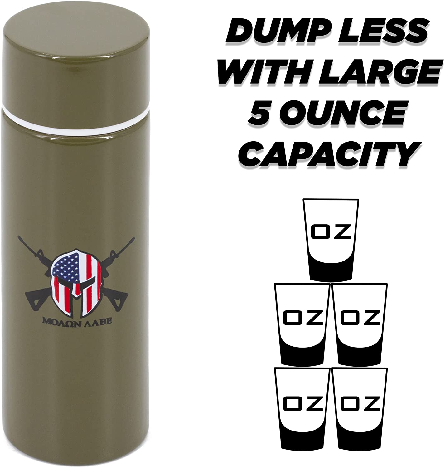 Stainless Steel Pocket Spittoon 5-Ounce Travel Spit Cup with Cleaning Brush Included - Portable Dip Spit Bottle with Camo Design