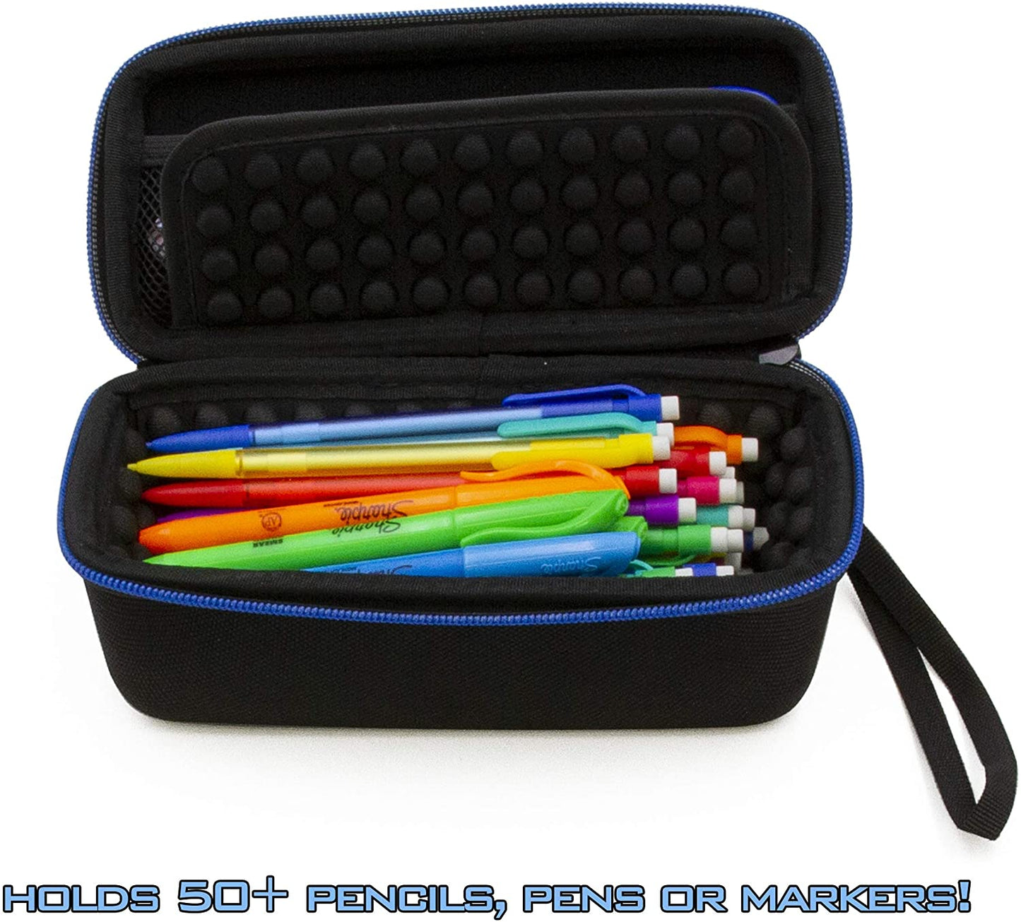 Large Pencil Bag for 50+ Pens, Pencils and Markers with Padded Divider, Netted Accessory Storage and More - Case Only