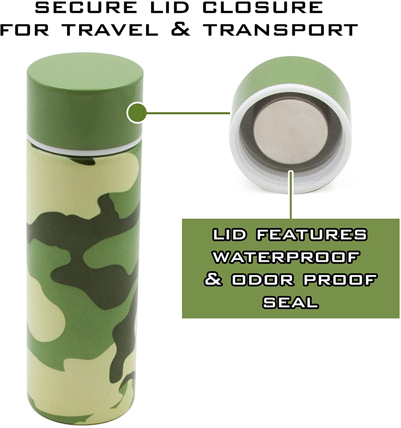 5oz Stainless Steel Pocket Spittoon – Camo Travel Spit Cup for Chew, Wide Mouth, Reusable with Cleaning Brush – Portable Spit Bottle for Car