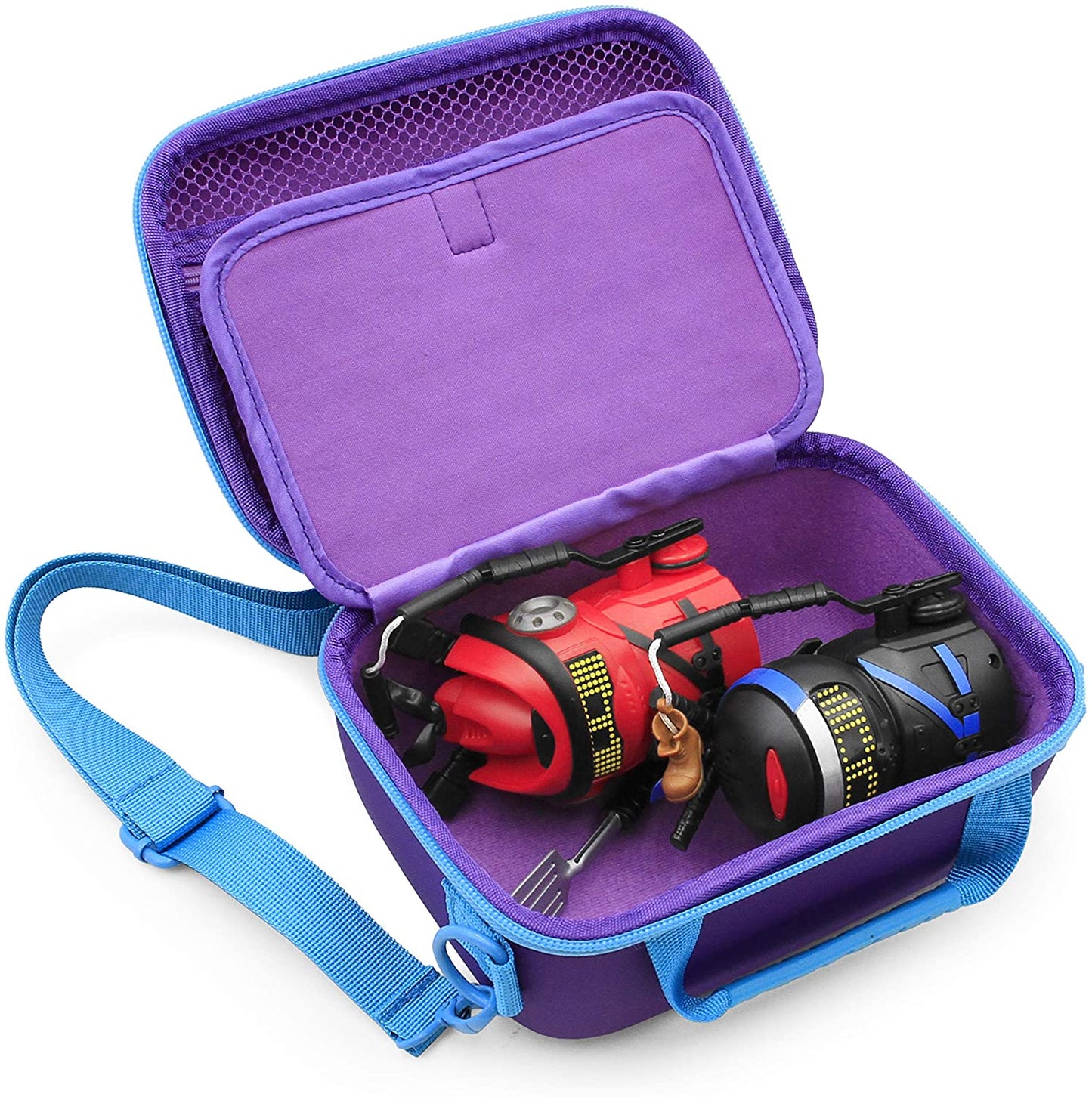 Toy Box Travel Case Compatible with Ninja Bots Interactive Battling Robots and Accessories, Includes Purple Case Only with Shoulder Strap