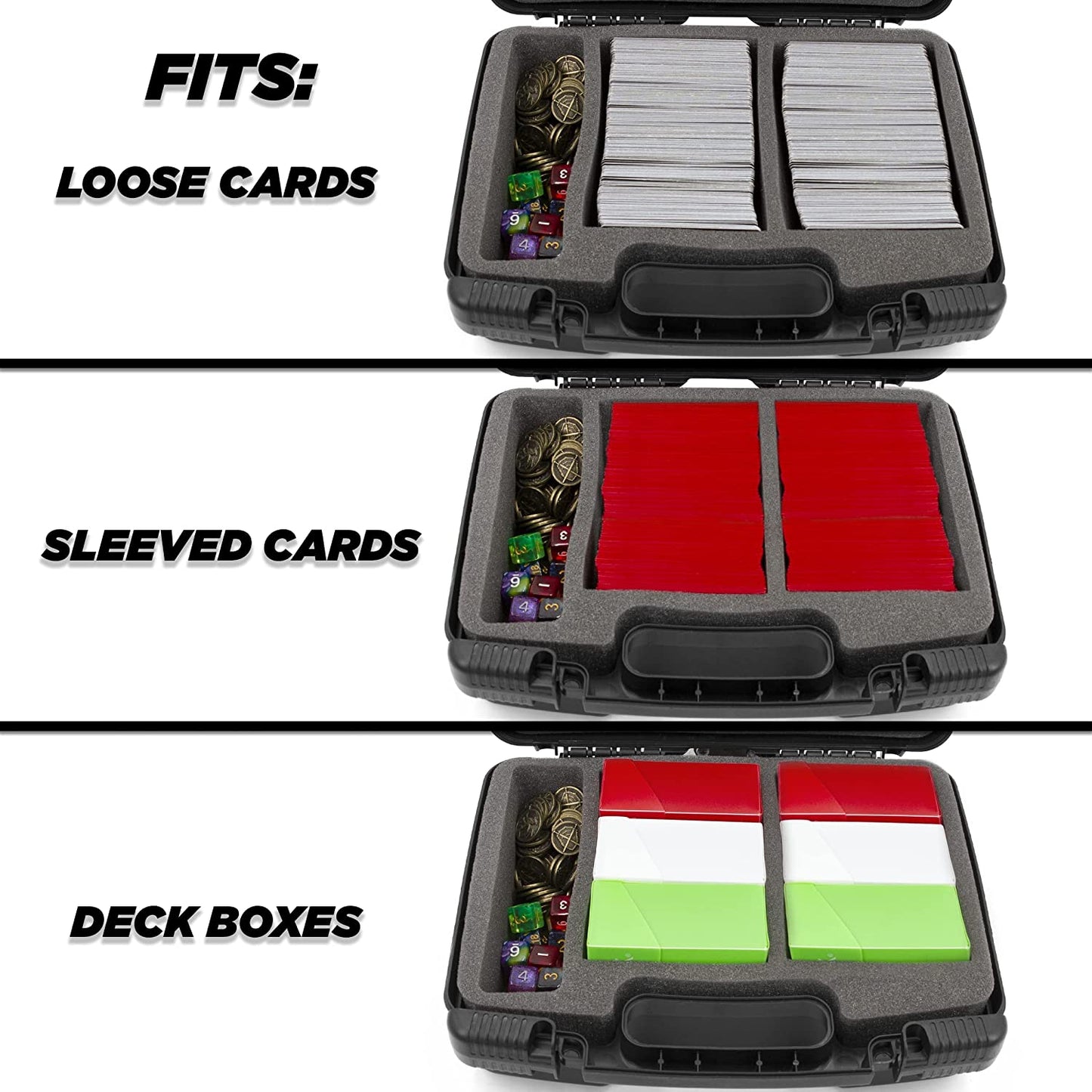 Trading Card Case and Card Game Organizer for 960 Cards - Hard Shell Card Case Holder for Trading Cards with 8 Dividers, Accessory Storage