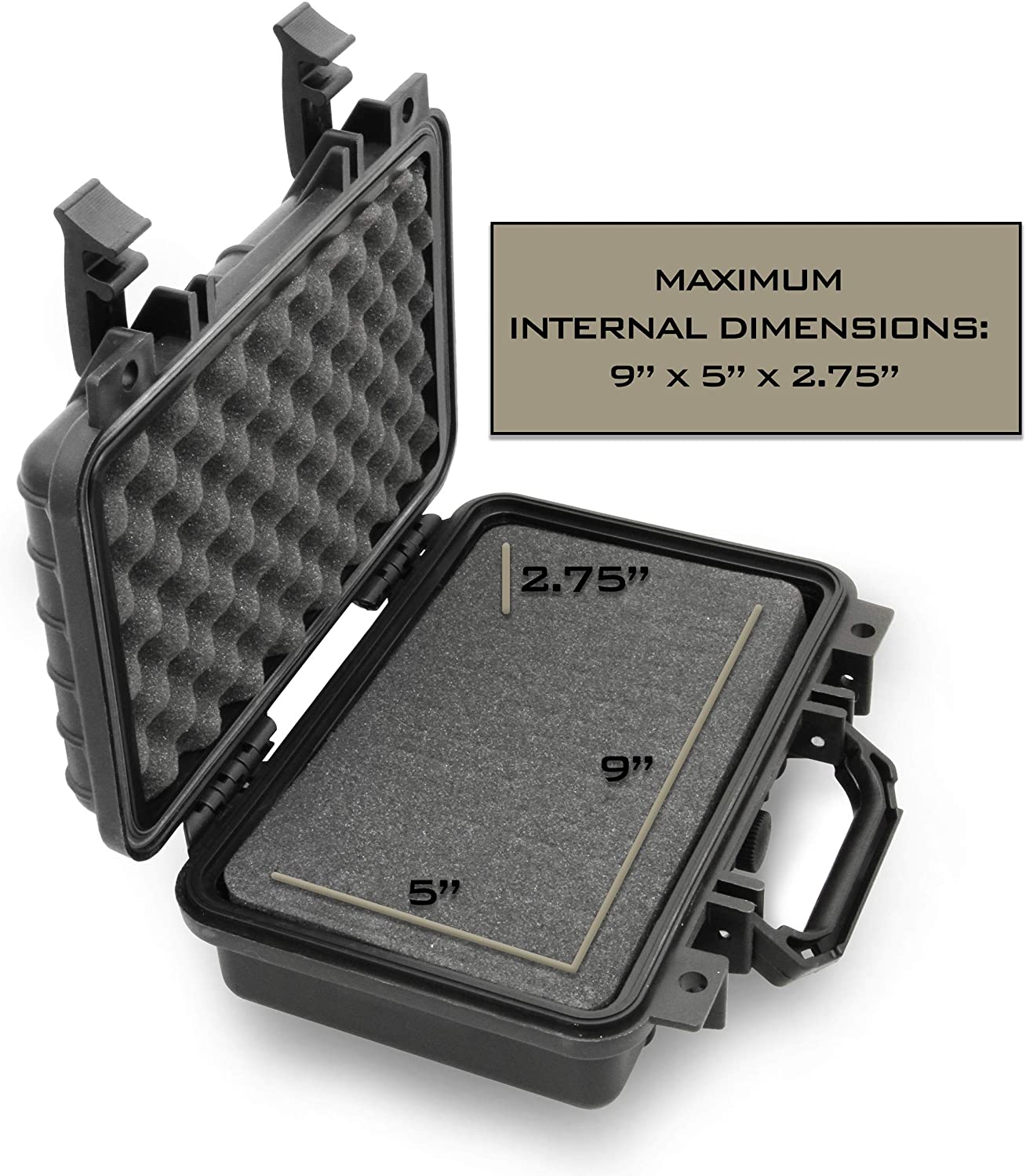 12" Hard Gun Case - Waterproof Shockproof Pistol Case with Customizable Foam Interior for 9mm Handgun & Accessories Storage