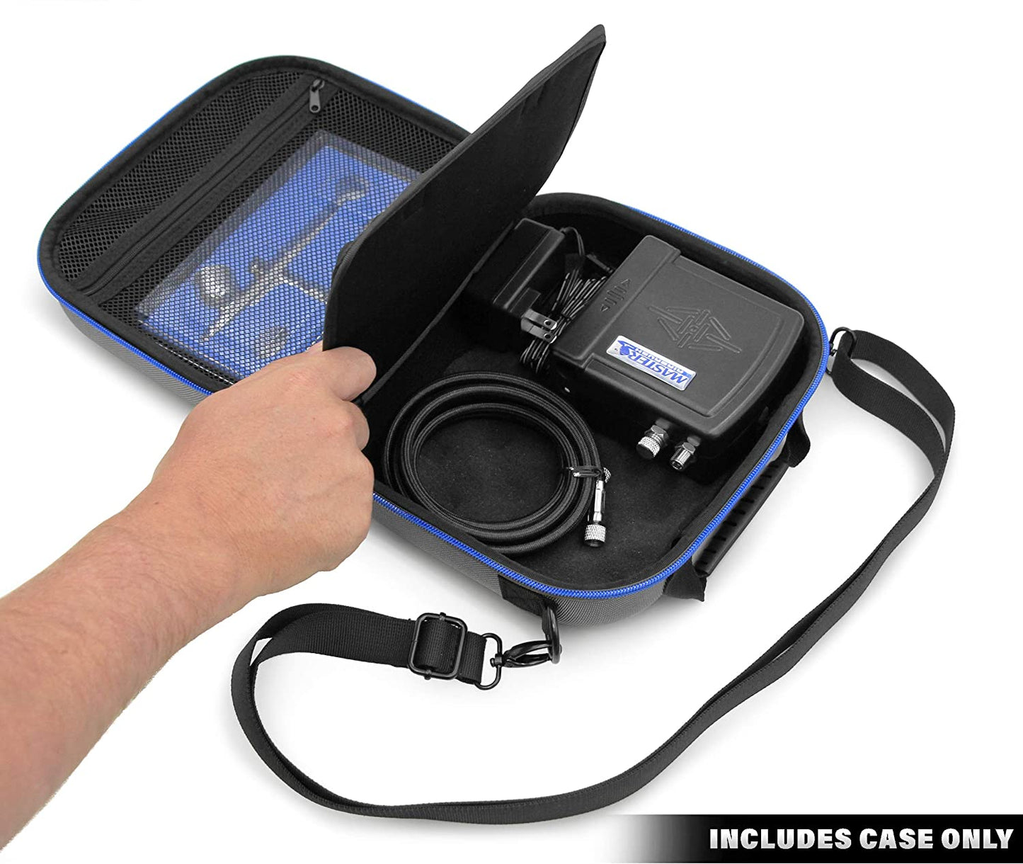 Airbrush Storage Case for Mini Air Compressor & Paint Kit - Hard Shell EVA Protection with Foam Lining & Shoulder Strap - Case Only