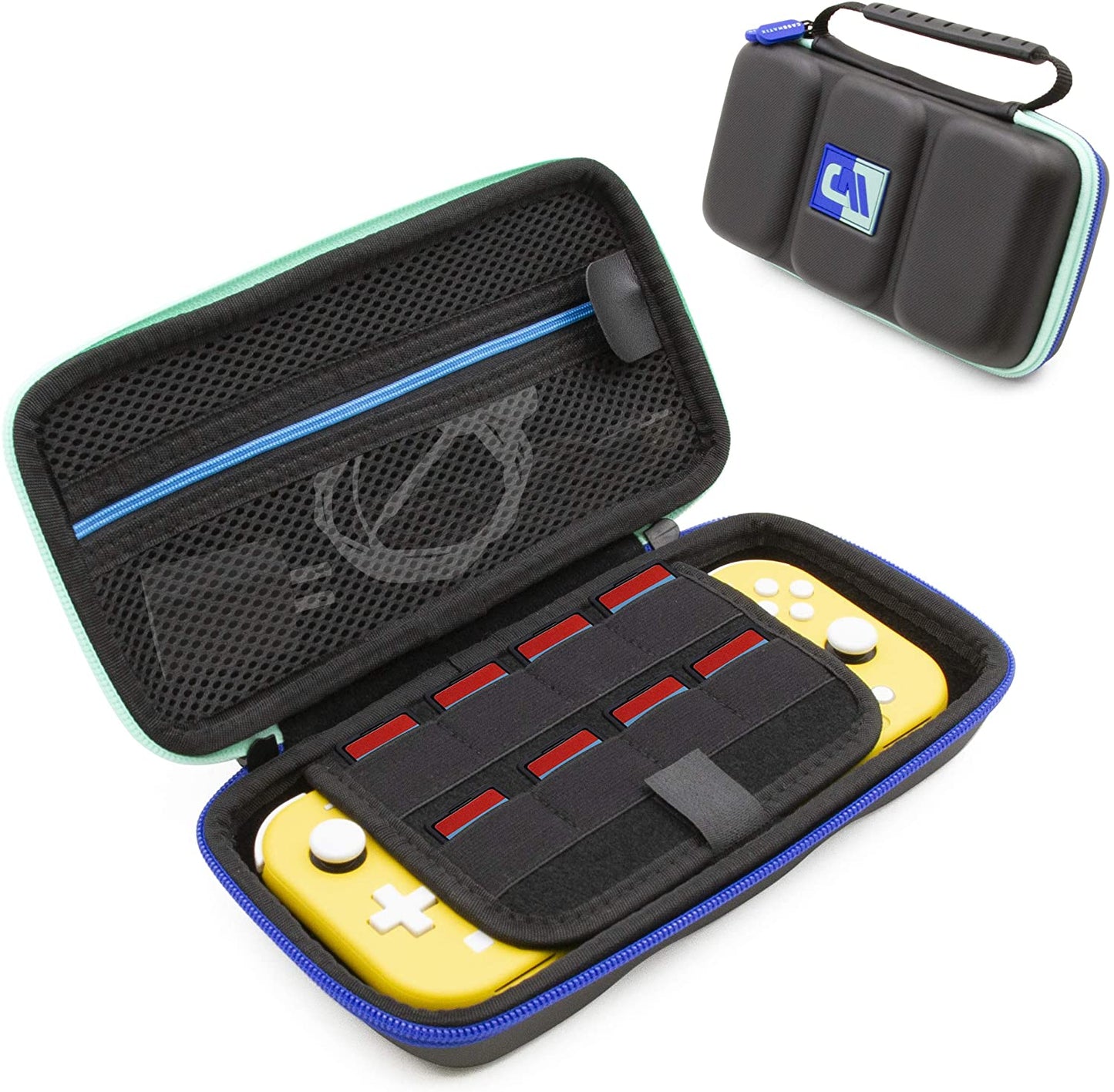 Carrying Case for Nintendo Switch Lite with 8 Game Slots, Non-Scratch Divider for Screen Protection, Accessory Storage & Comfortable Handle