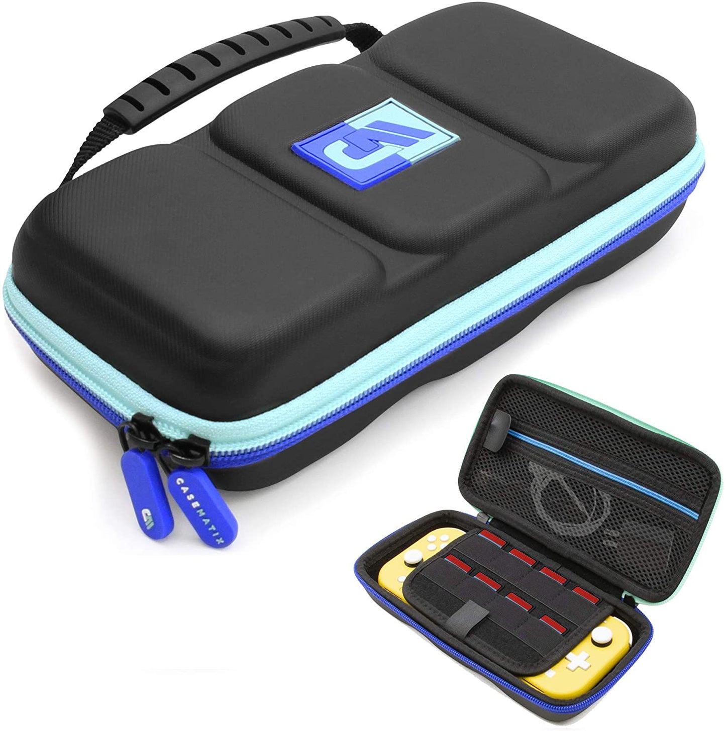 Carrying Case for Nintendo Switch Lite with 8 Game Slots, Non-Scratch Divider for Screen Protection, Accessory Storage & Comfortable Handle